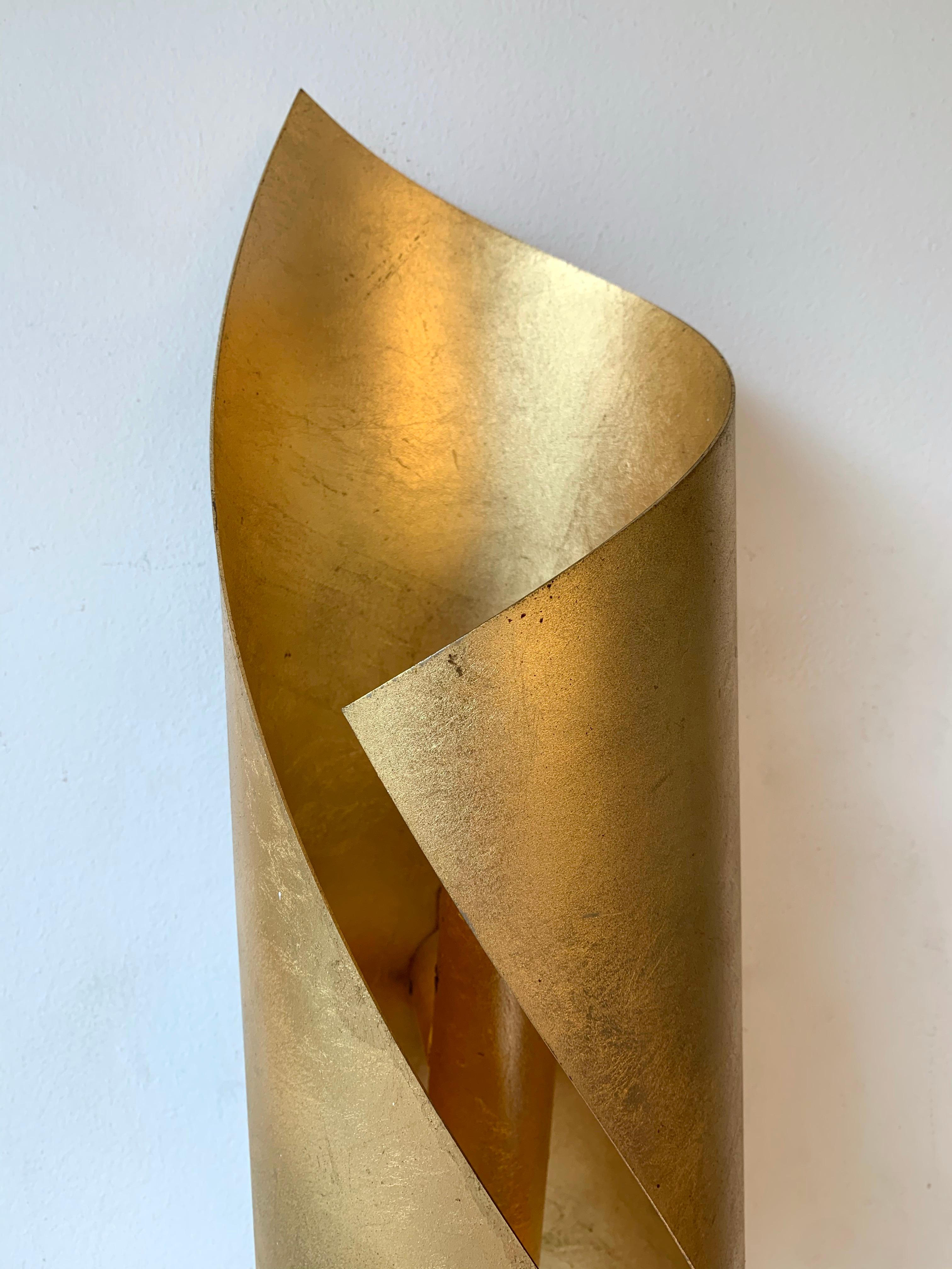Late 20th Century Pair of Metal Gold Leaf Sconces, 1980s