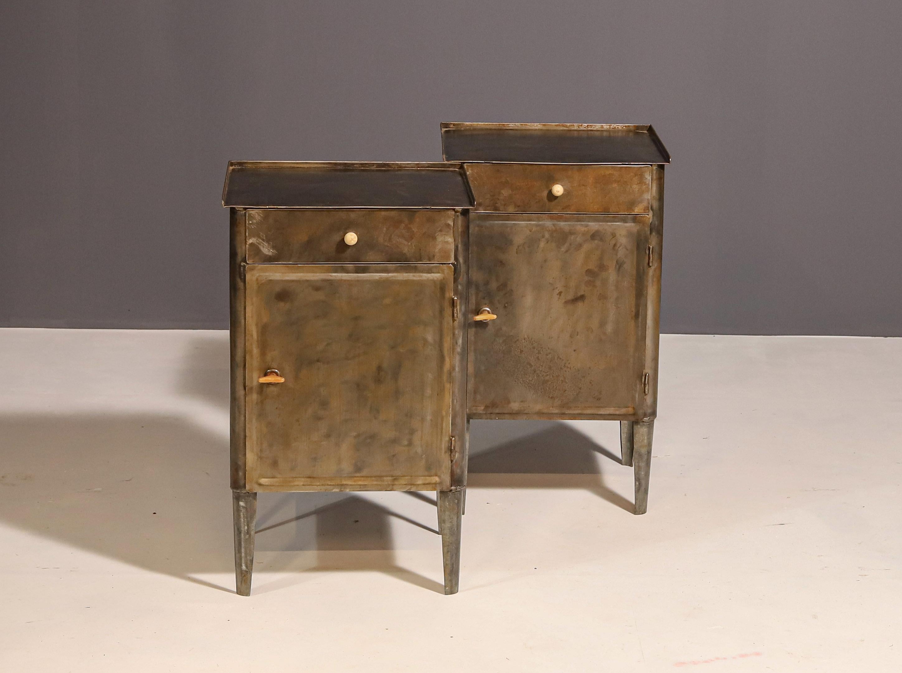 Pair of metal industrial bedside tables, 1960’s, Czechoslovakia 2