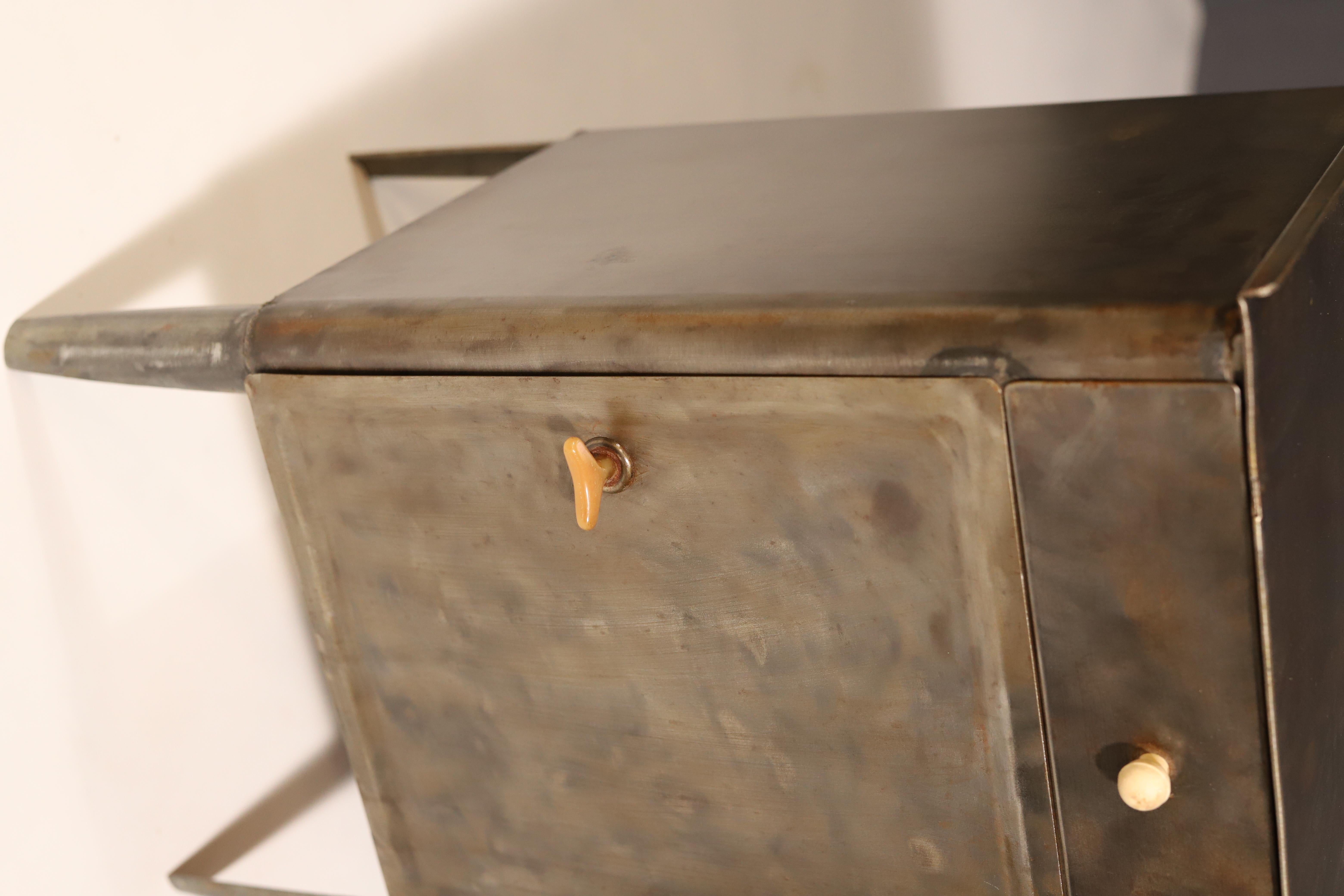 Pair of metal industrial bedside tables, 1960’s, Czechoslovakia 3