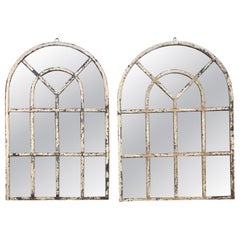 Pair of Metal Industrial Mirror Frames with Original Paint Patina