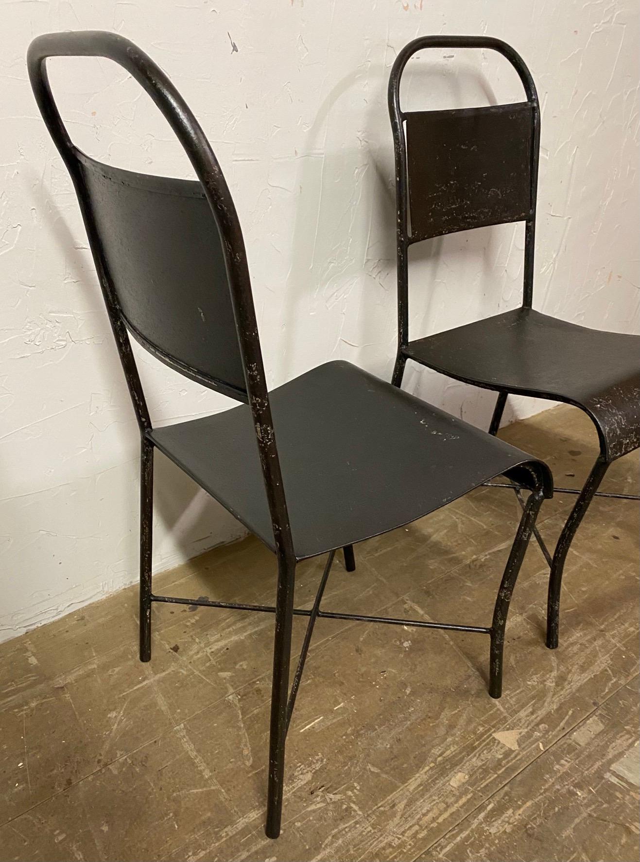 20th Century Pair of Metal Industrial Side Chairs For Sale