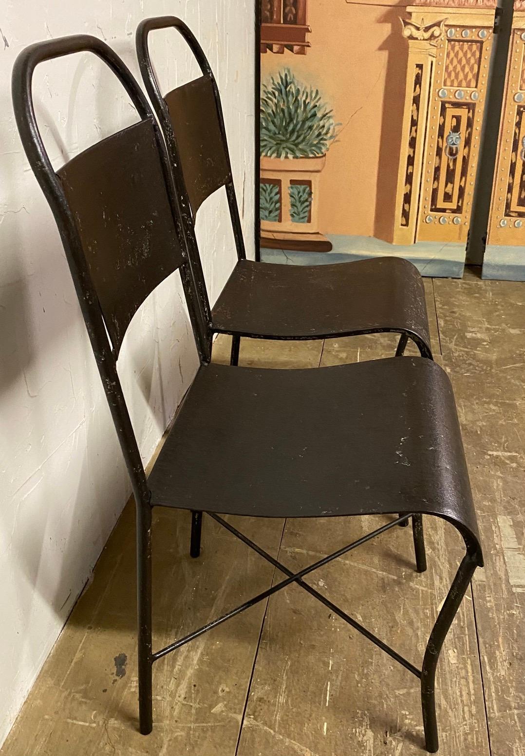 Pair of Metal Industrial Side Chairs For Sale 1