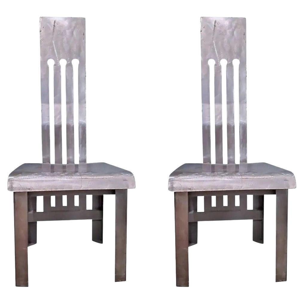 Pair of Metal Industrial Side Chairs