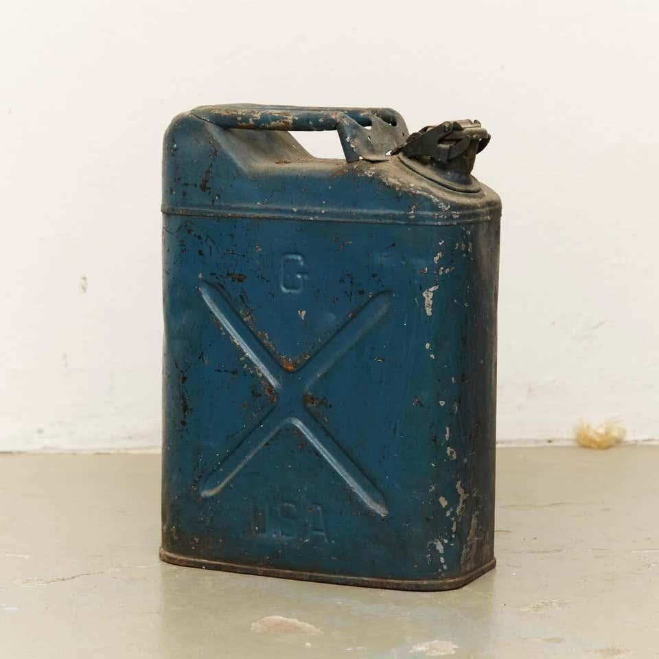 Pair of Metal Military Red and Blue Gasoline Tanks, circa 1950 For Sale 4