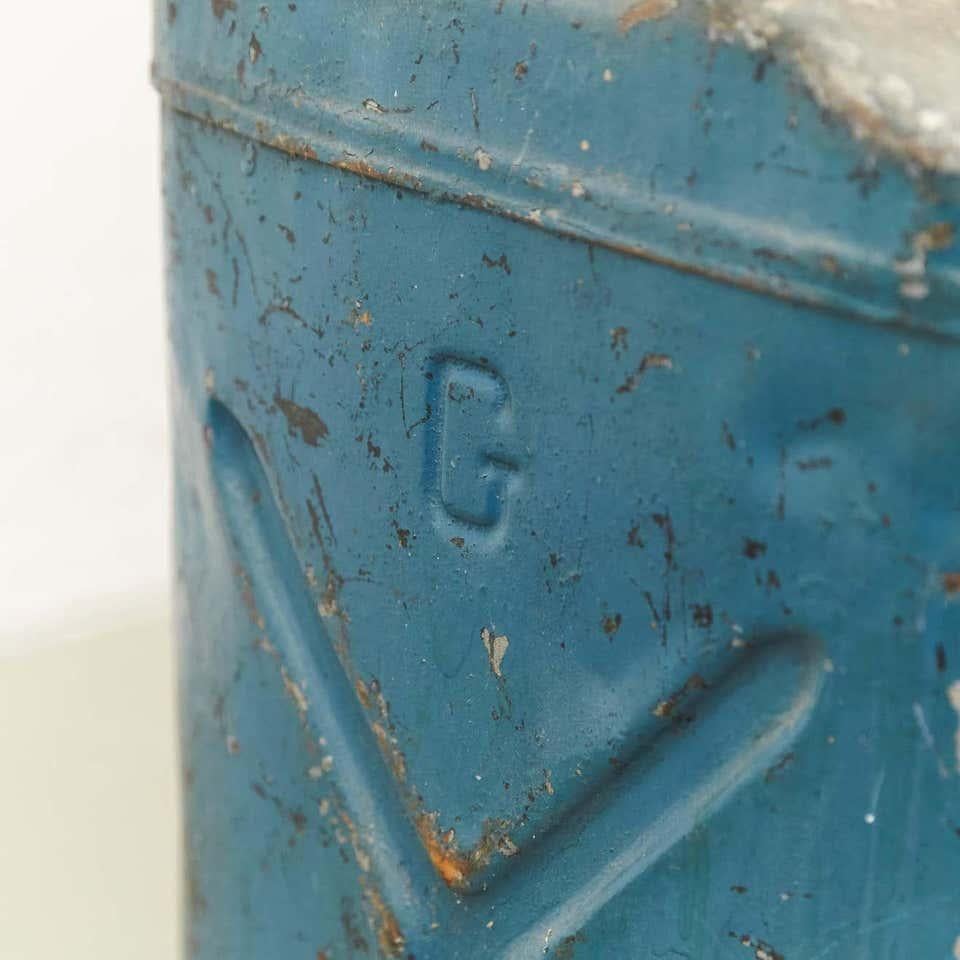 Pair of Metal Military Red and Blue Gasoline Tanks, circa 1950 For Sale 7