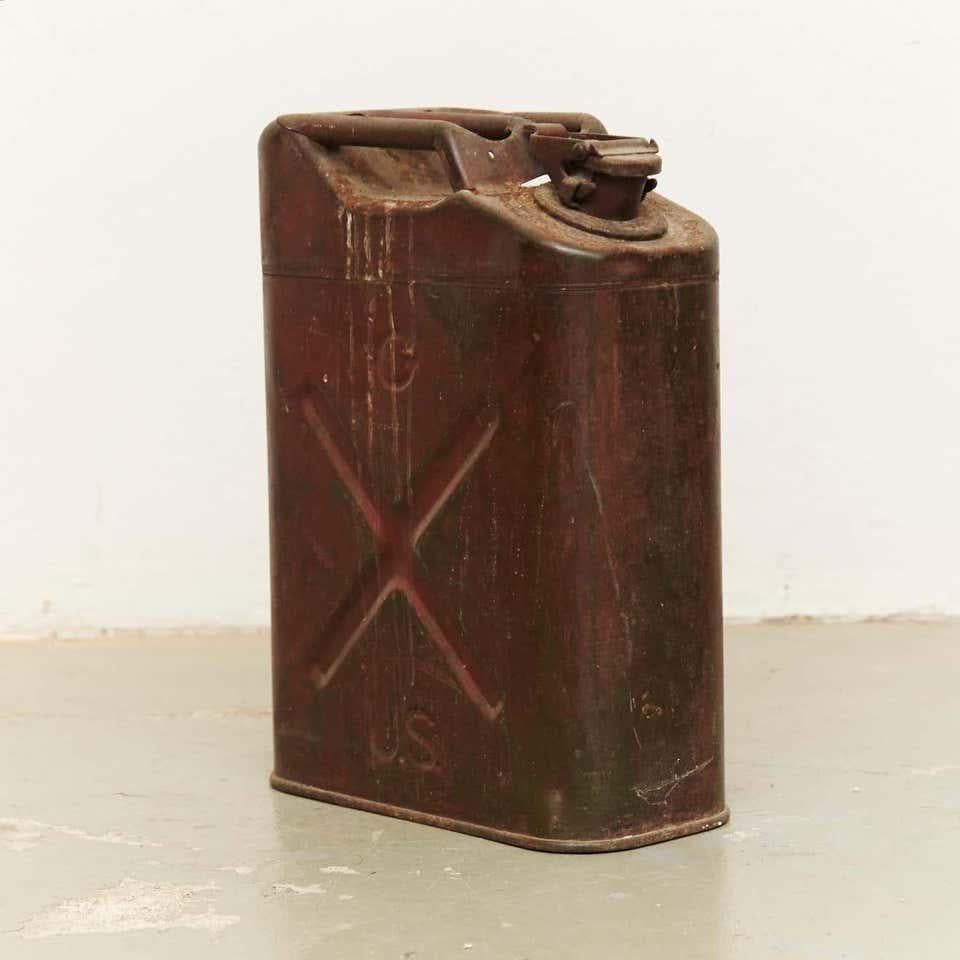 Pair of Metal Military Red and Blue Gasoline Tanks, circa 1950 For Sale 3