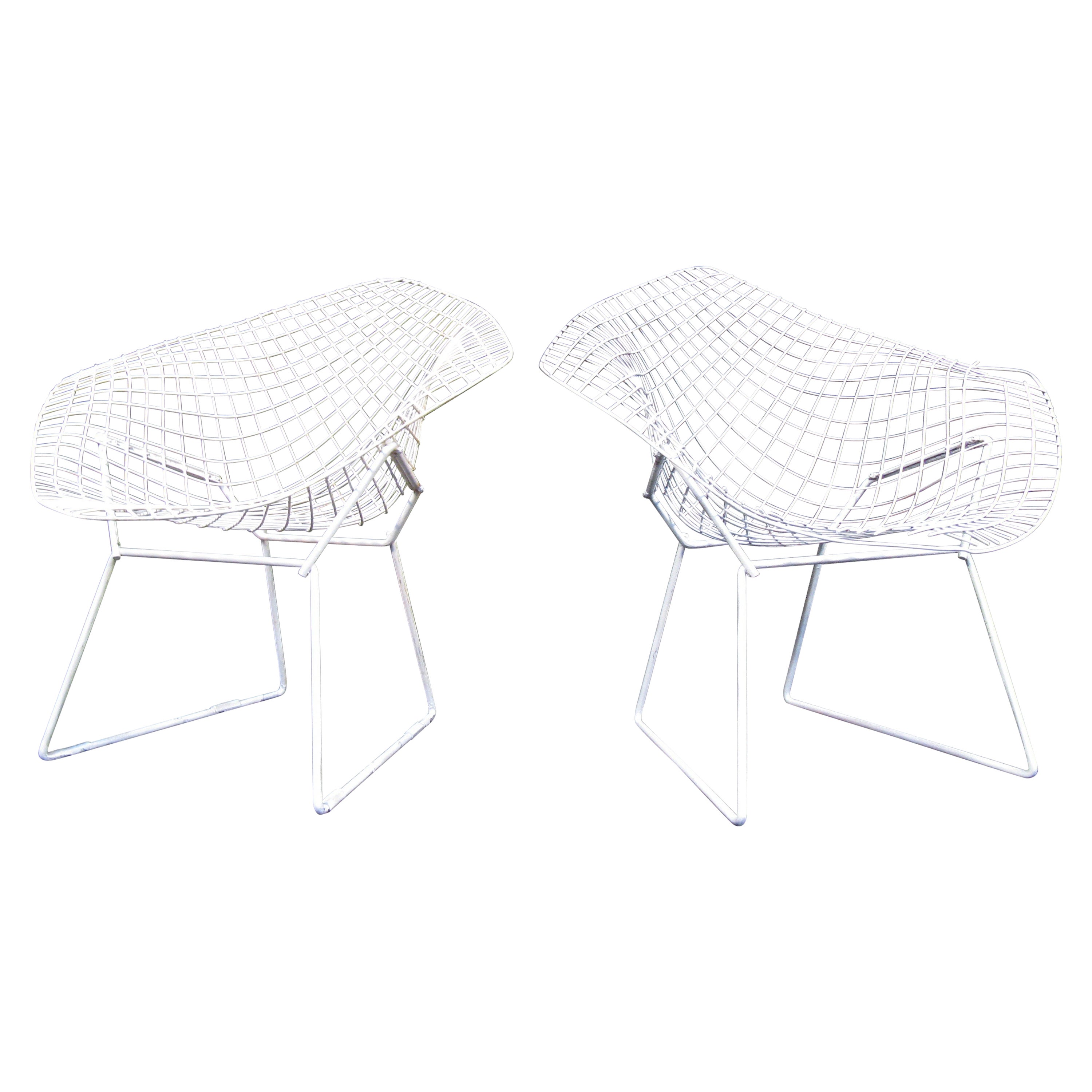 Paar Terrassenstühle aus Metall im Stil von Bertoia