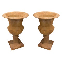 Pair of Metal Planters with Aged Ochre Patina