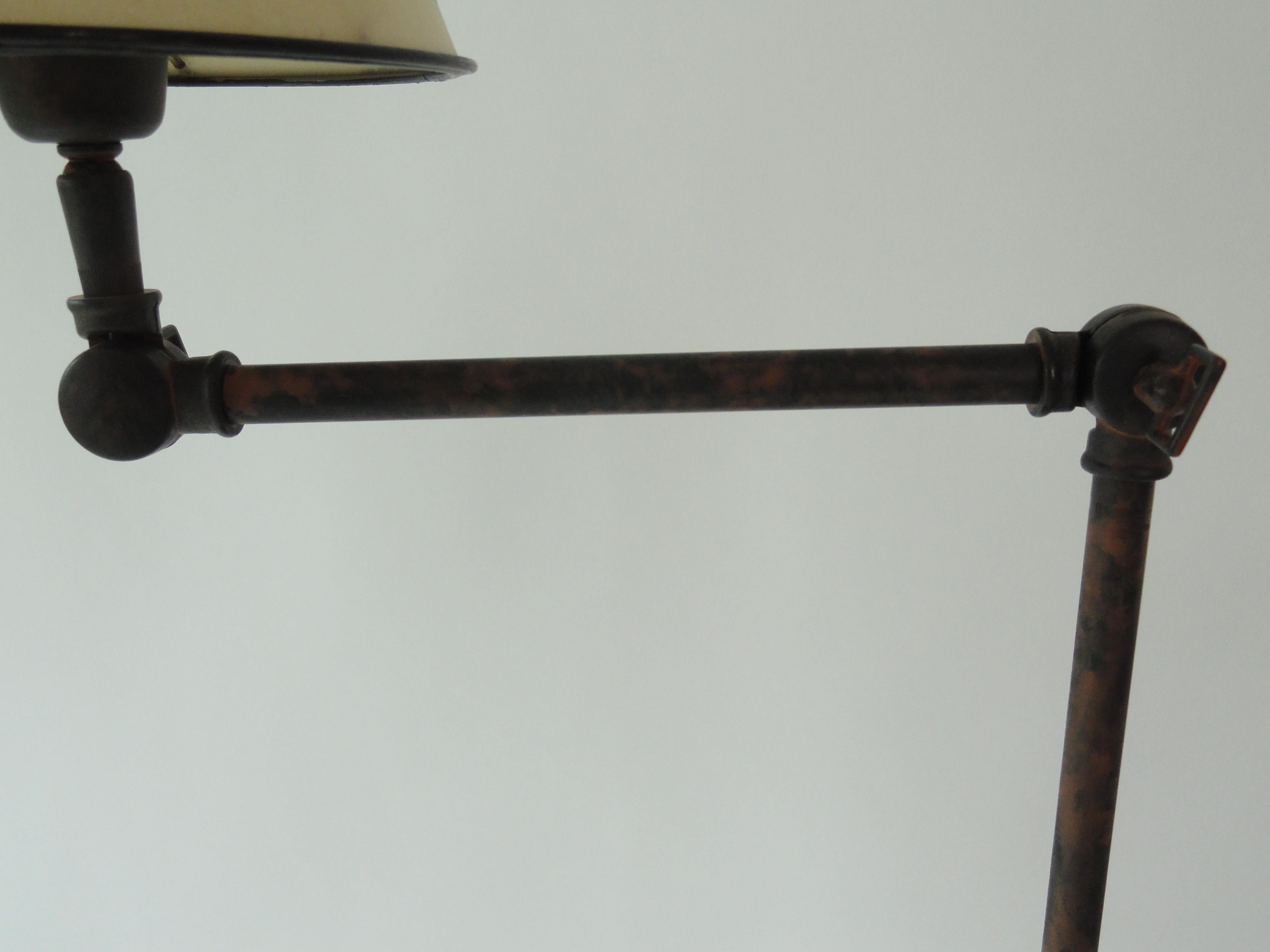 English Pair of Metal Pole Lamps with Round Wood Trays