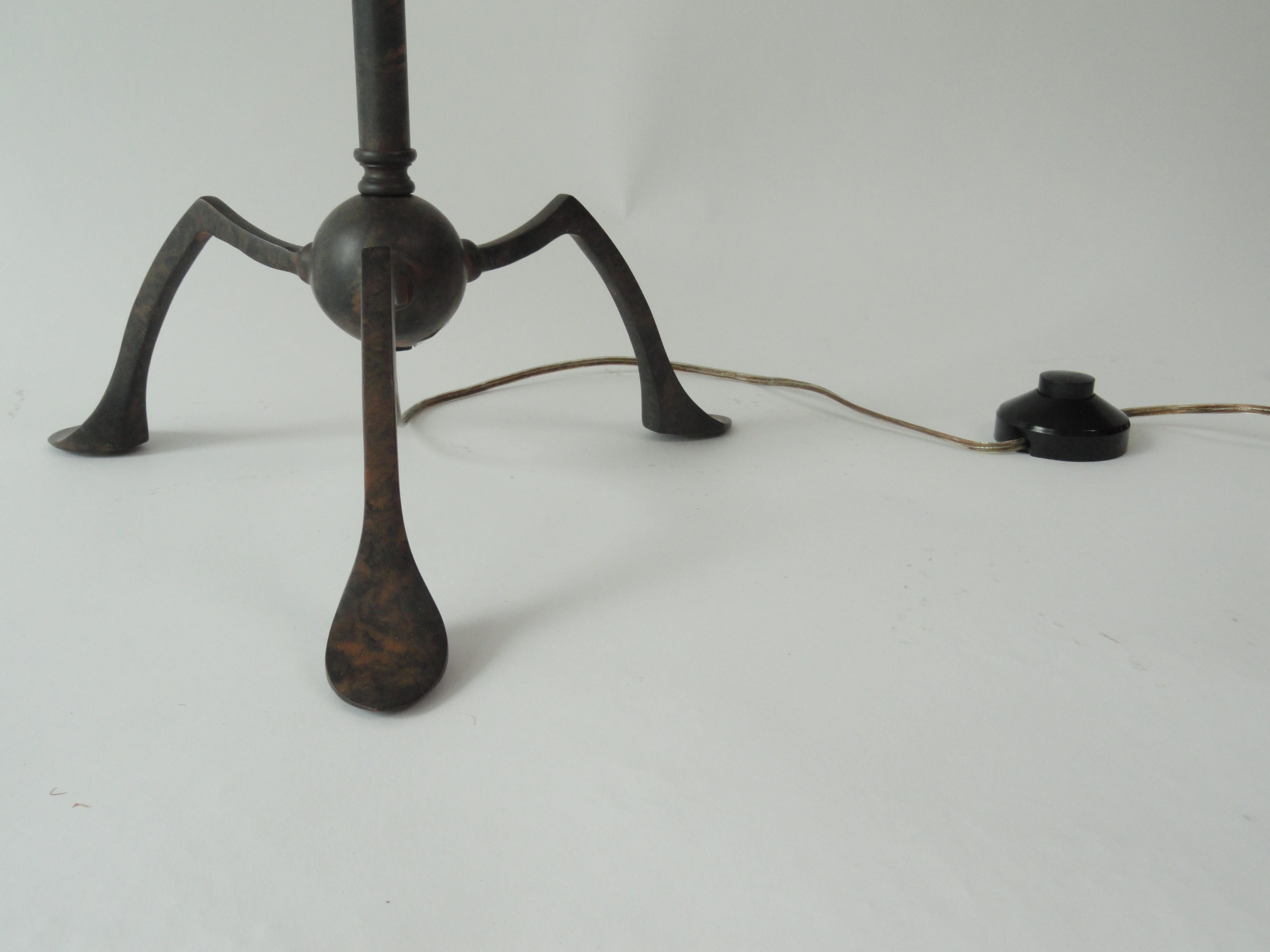 Pair of Metal Pole Lamps with Round Wood Trays 3
