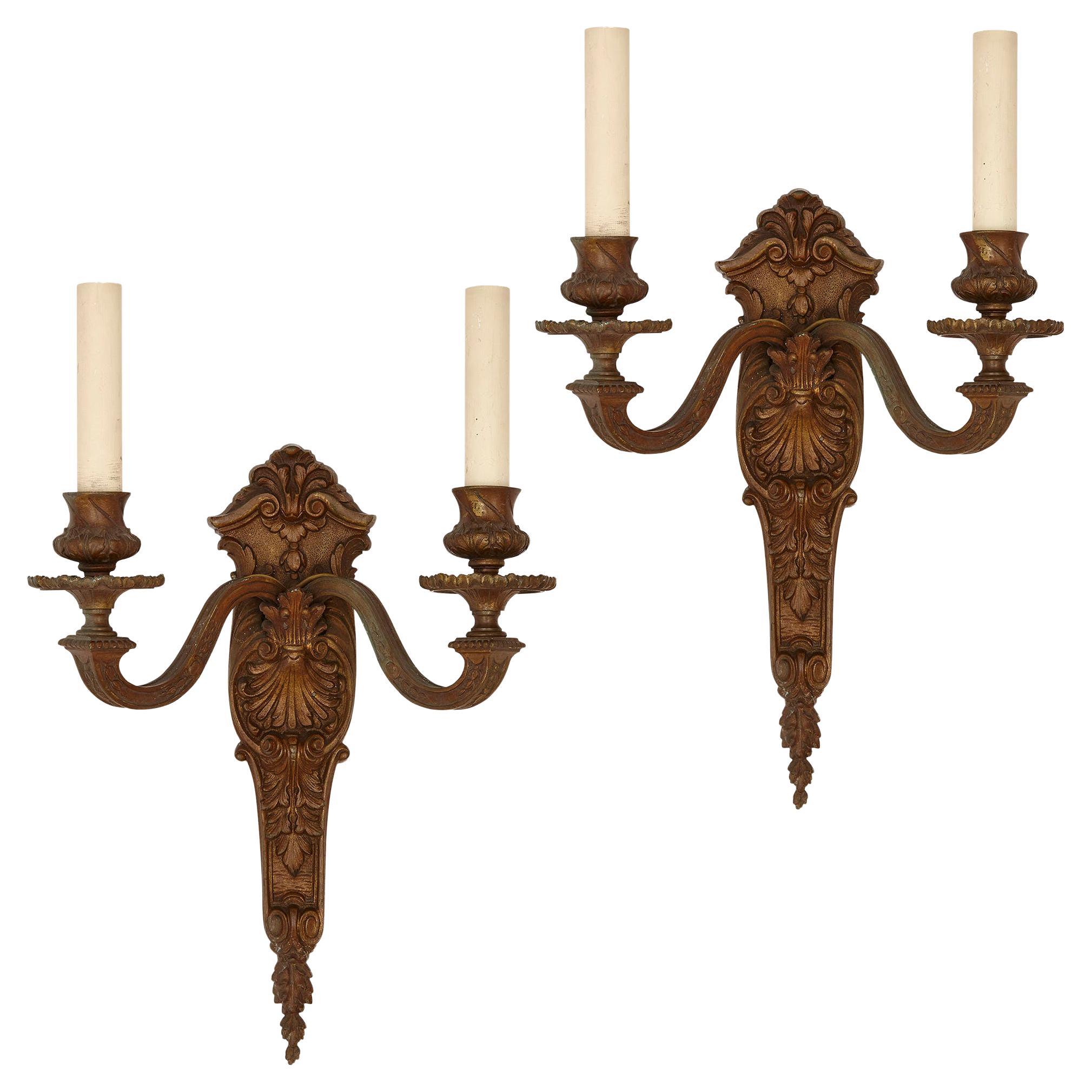 Pair of Metal Sconces Designed in the Neoclassical Style