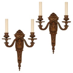 Antique Pair of Metal Sconces Designed in the Neoclassical Style