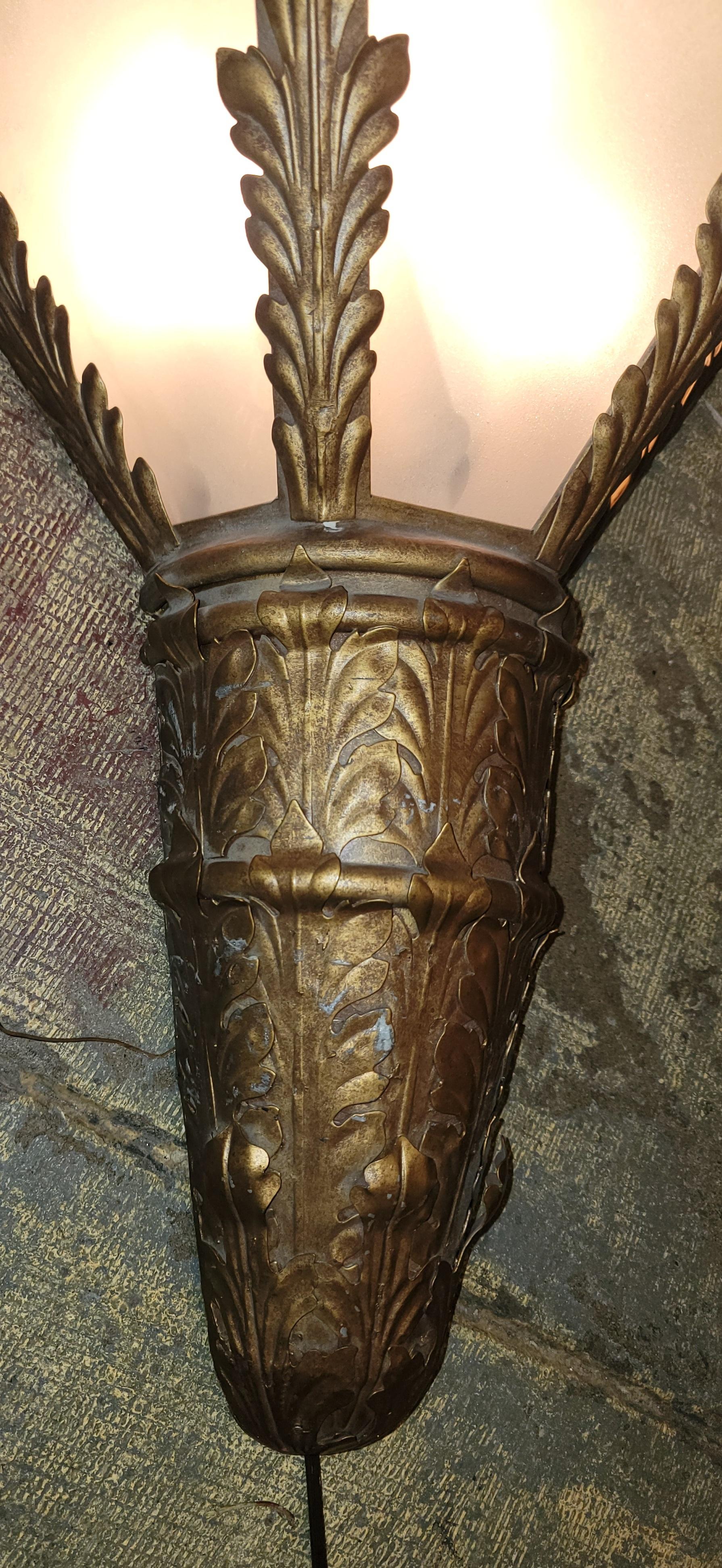Pair of Metal Sconces From The Century Plaza Hotel In Good Condition For Sale In Pasadena, CA