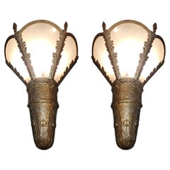 Used Pair of Metal Sconces From The Century Plaza Hotel