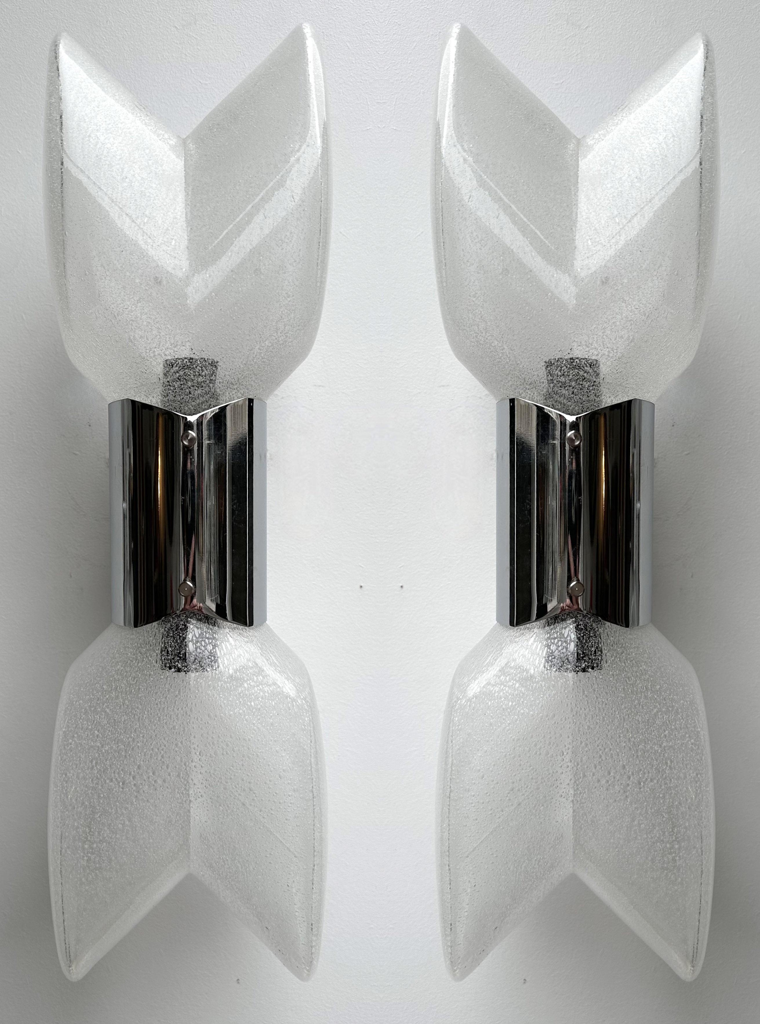 Pair of Metal Sconces Murano Glass by Aldo Nason for Mazzega, Italy, 1970s For Sale 4