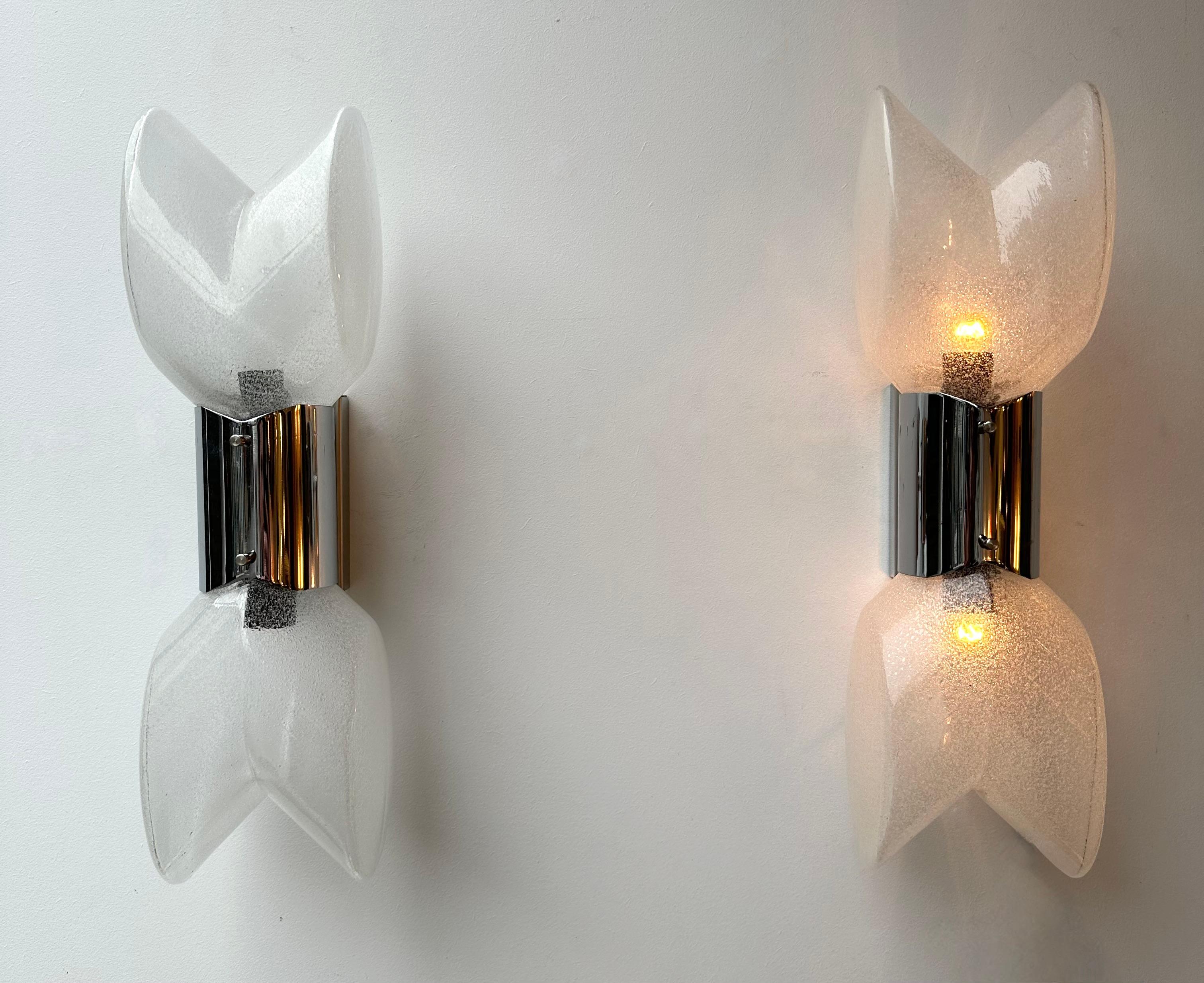 Pair of Metal Sconces Murano Glass by Aldo Nason for Mazzega, Italy, 1970s For Sale 5