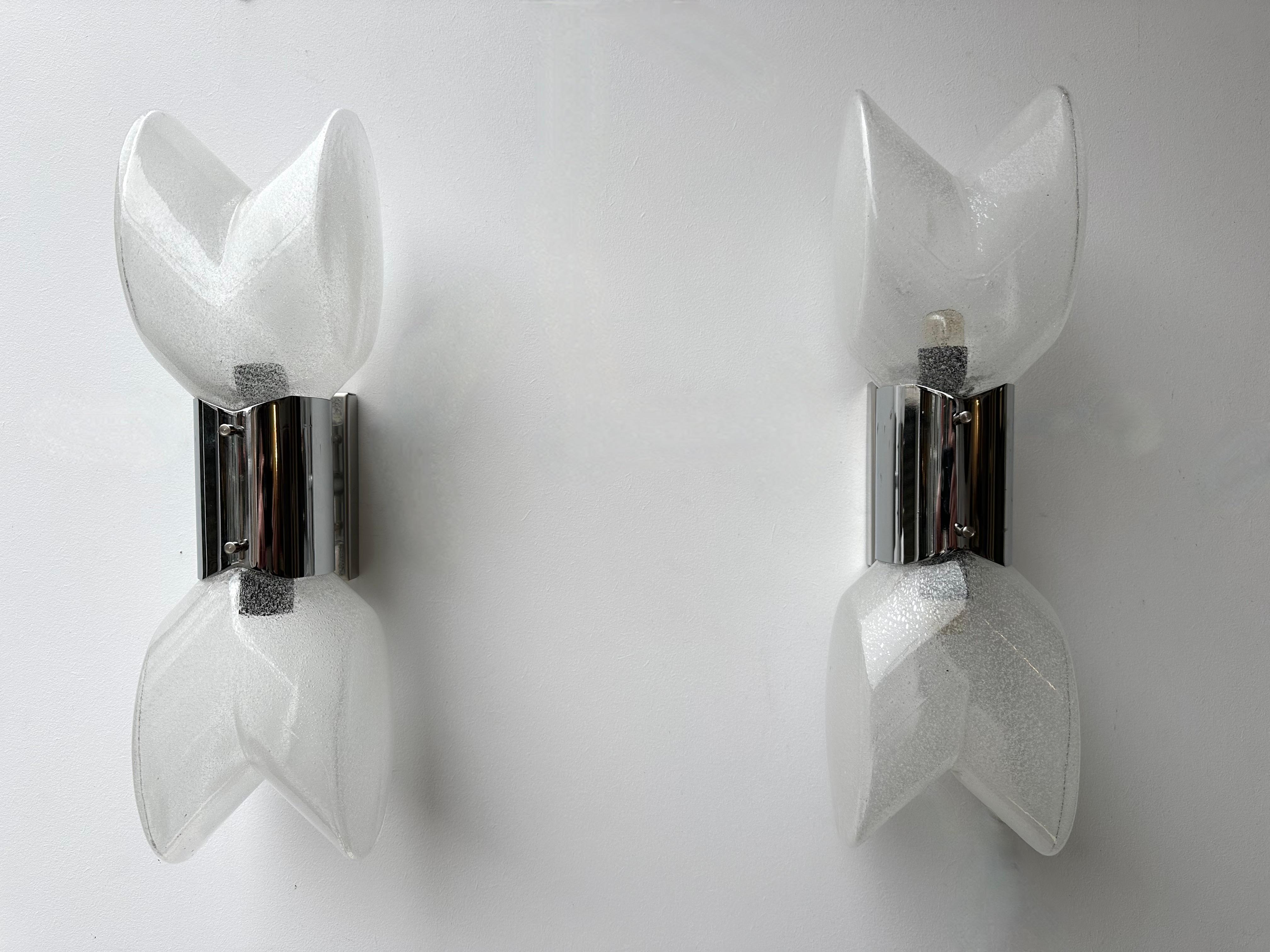 Pair of Metal Sconces Murano Glass by Aldo Nason for Mazzega, Italy, 1970s For Sale 7