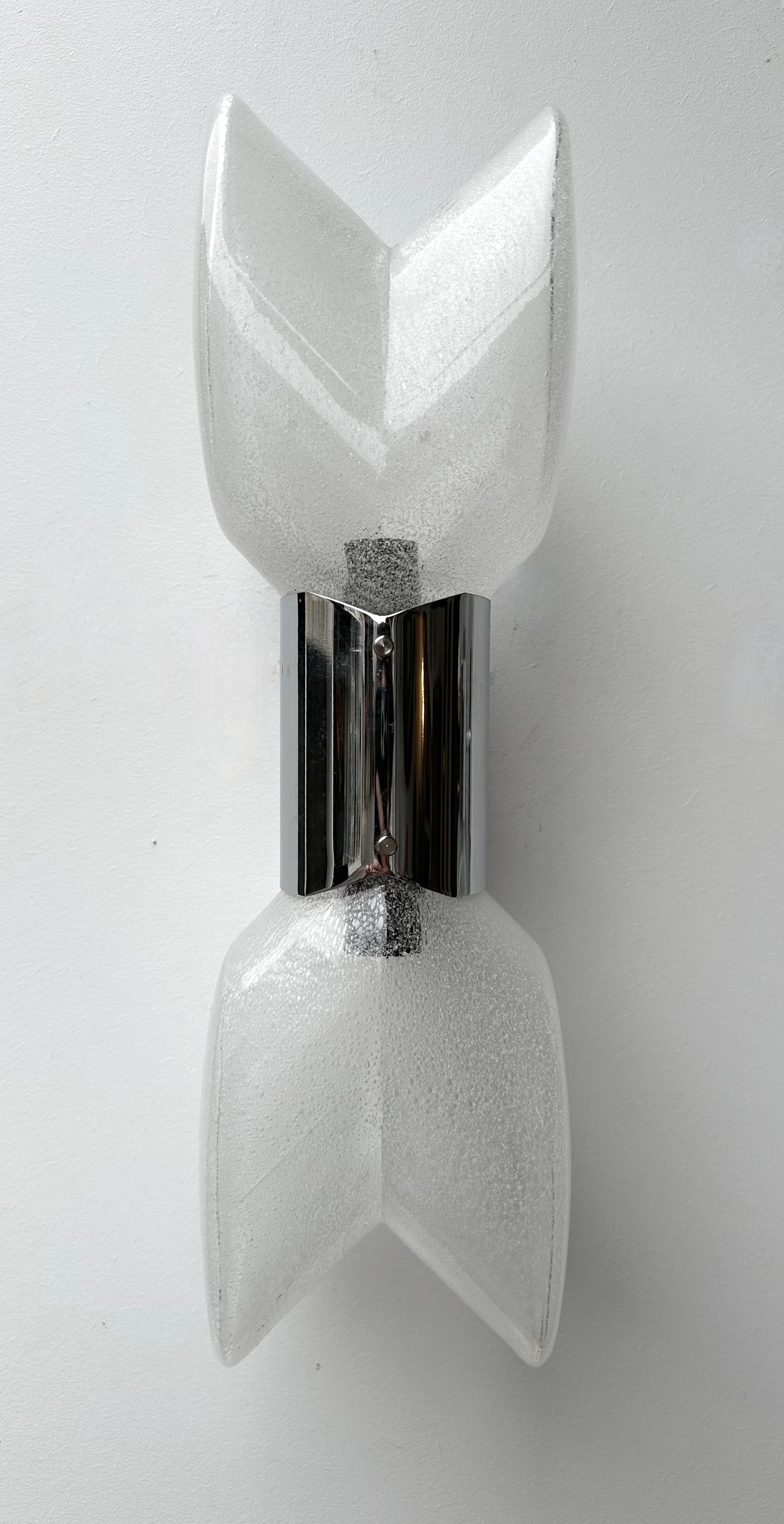 Pair of Metal Sconces Murano Glass by Aldo Nason for Mazzega, Italy, 1970s For Sale 8