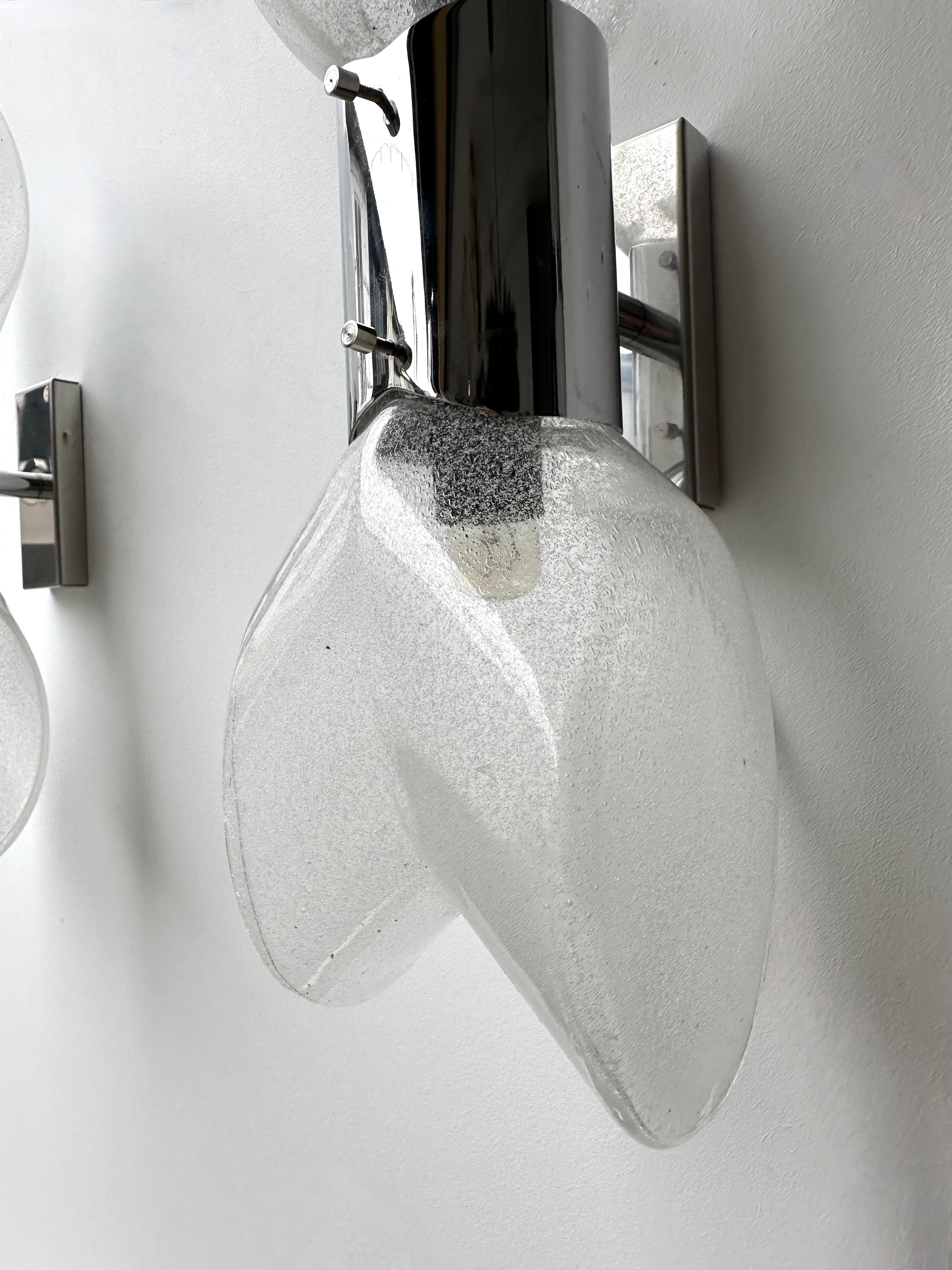 Pair of Metal Sconces Murano Glass by Aldo Nason for Mazzega, Italy, 1970s For Sale 1