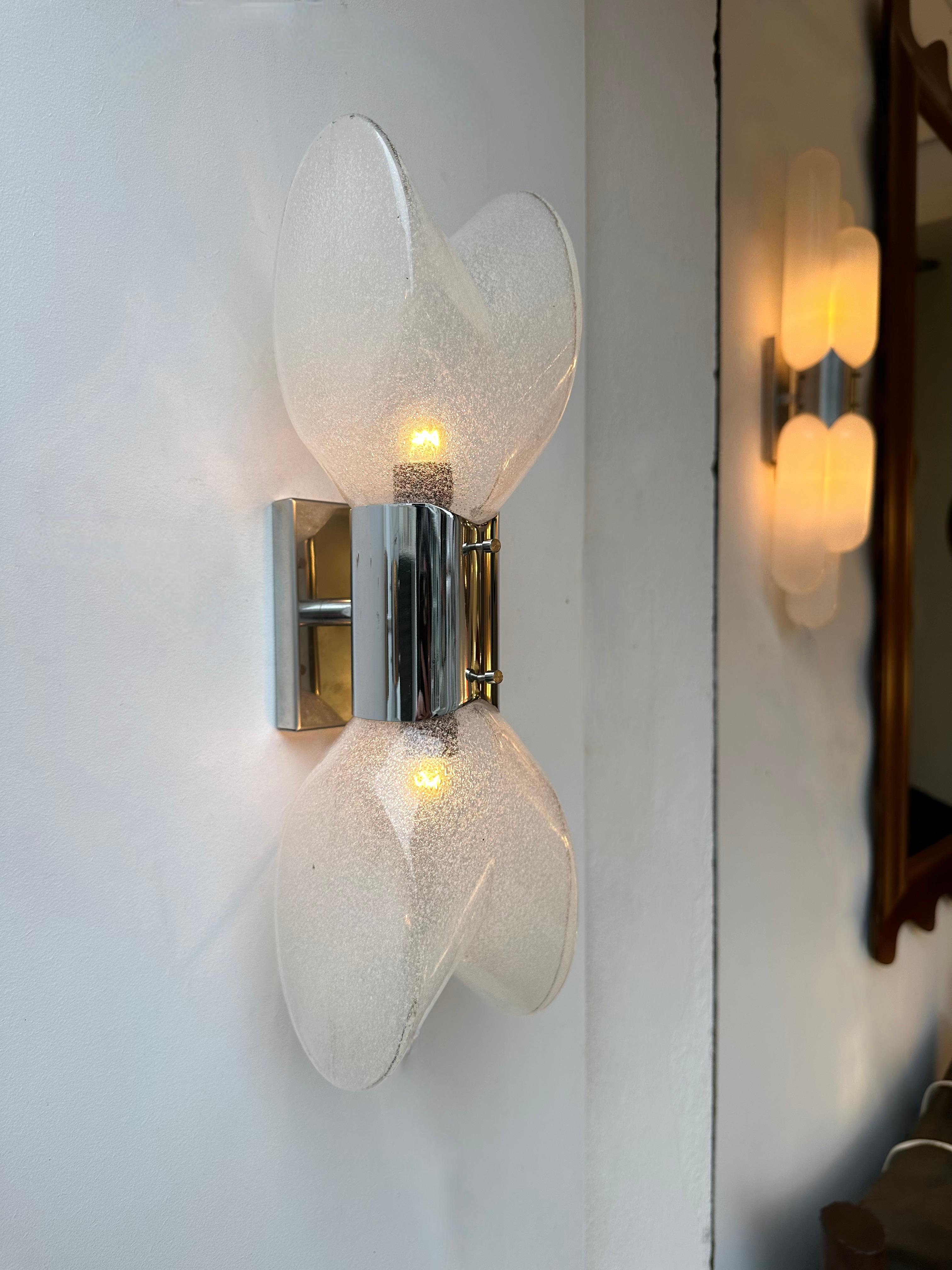Pair of Metal Sconces Murano Glass by Aldo Nason for Mazzega, Italy, 1970s For Sale 2