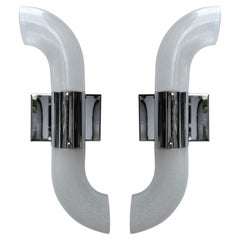 Pareja de apliques metálicos de cristal de Murano de Aldo Nason para Mazzega, Italia, 1970