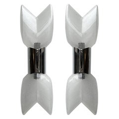 Pair of Metal Sconces Murano Glass by Aldo Nason for Mazzega, Italy, 1970s