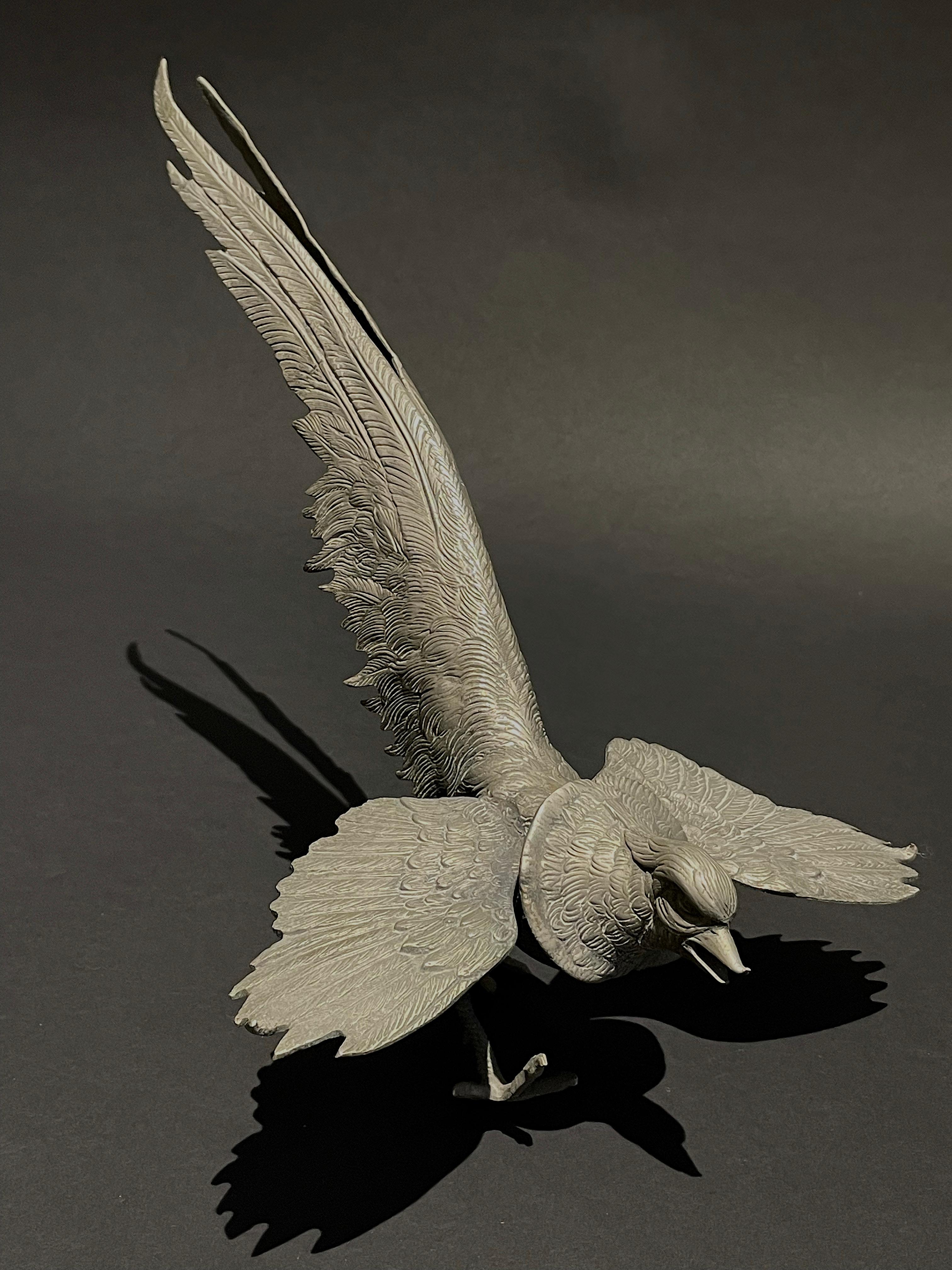 Ein Paar Metallskulpturen mit mythologischen Vögeln aus dem späten 19. Jahrhundert (Sonstiges) im Angebot