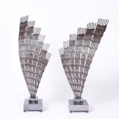 Pair of Metal Sea Fan Sculptures