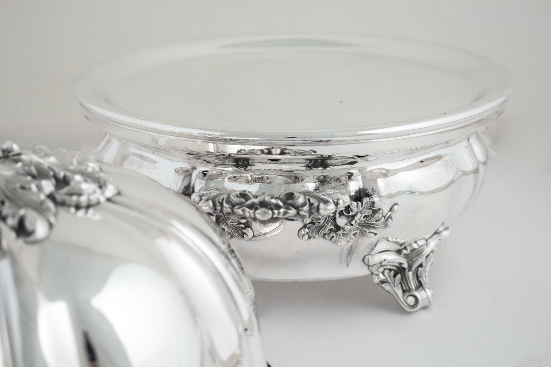 Pair of Metal 'Silver Lined' Warmer Round Dish and Bell 2