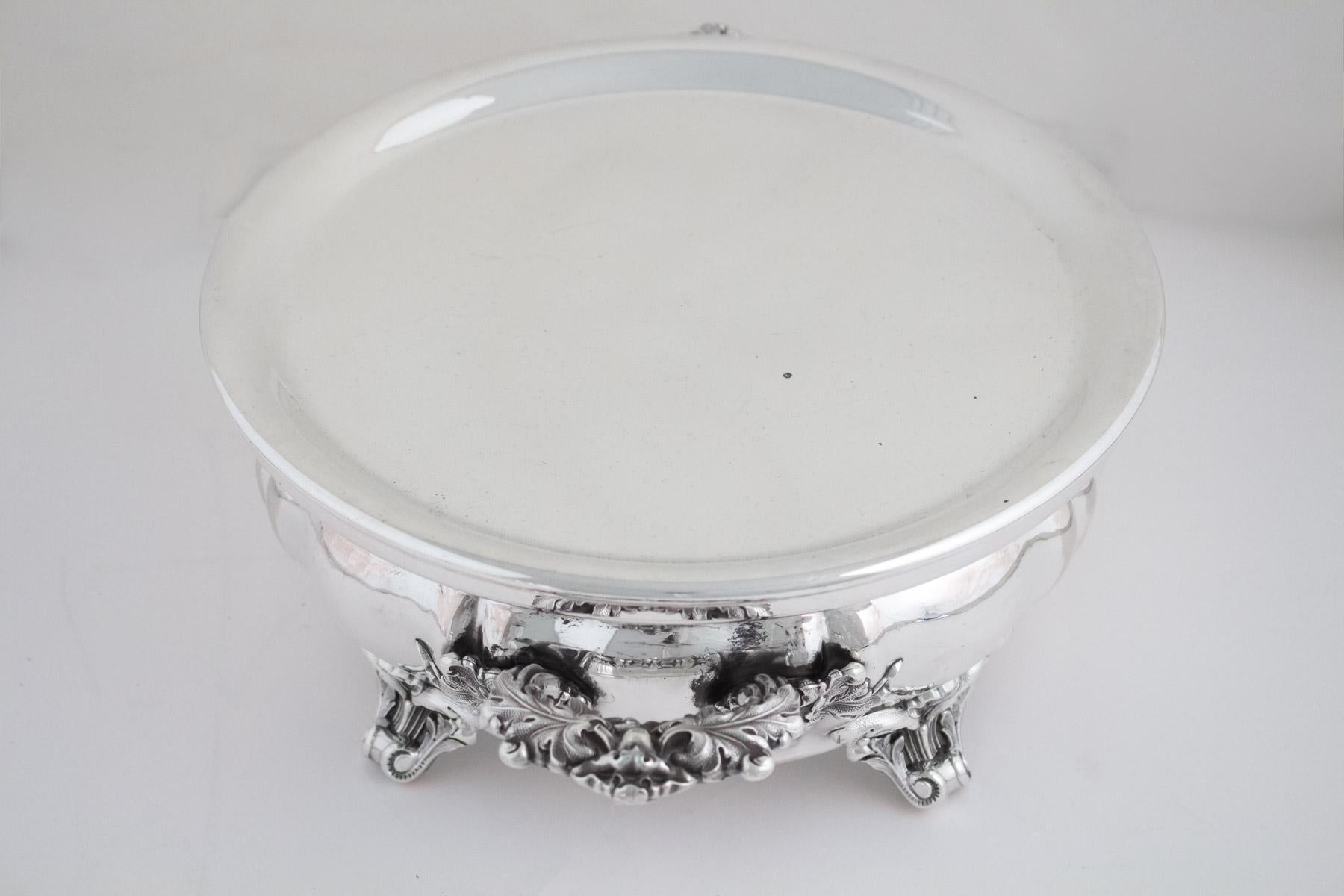 Pair of Metal 'Silver Lined' Warmer Round Dish and Bell 3