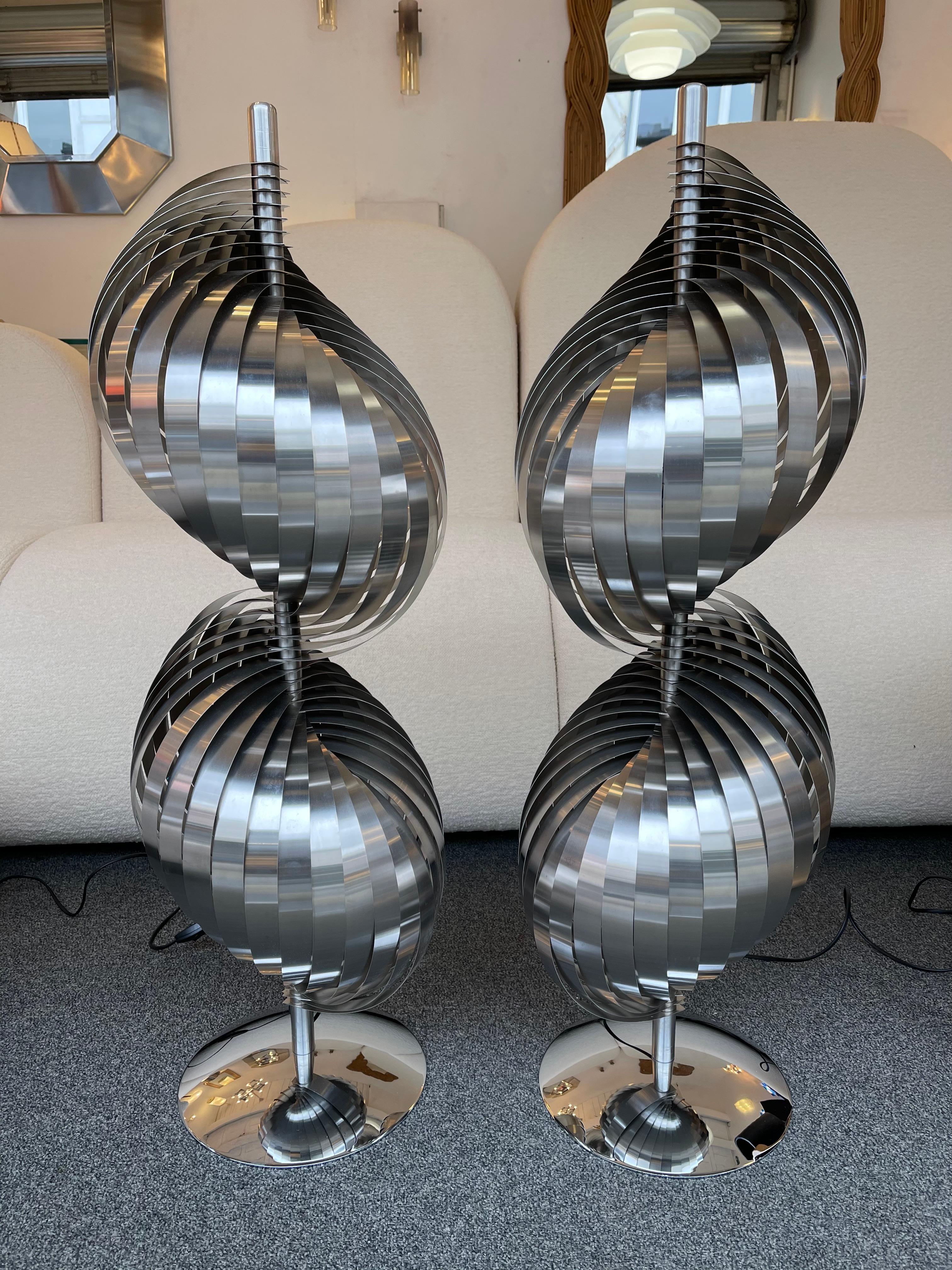 Paire de lampes en métal en forme de spirale par Henri Mathieu, France, 1970 1