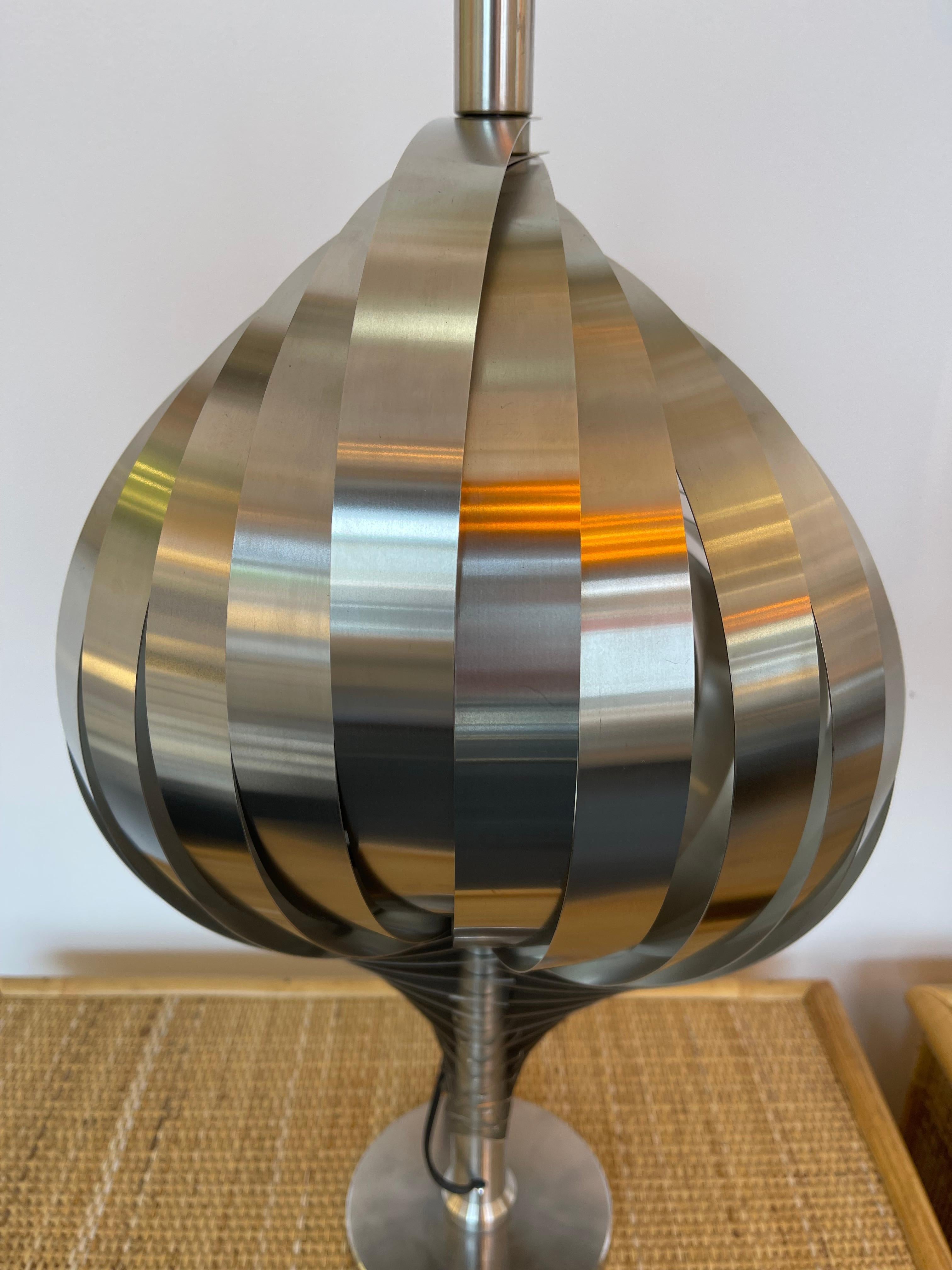 Pair of Metal Spiral Table Lamps by Henri Mathieu, France, 1970s 5