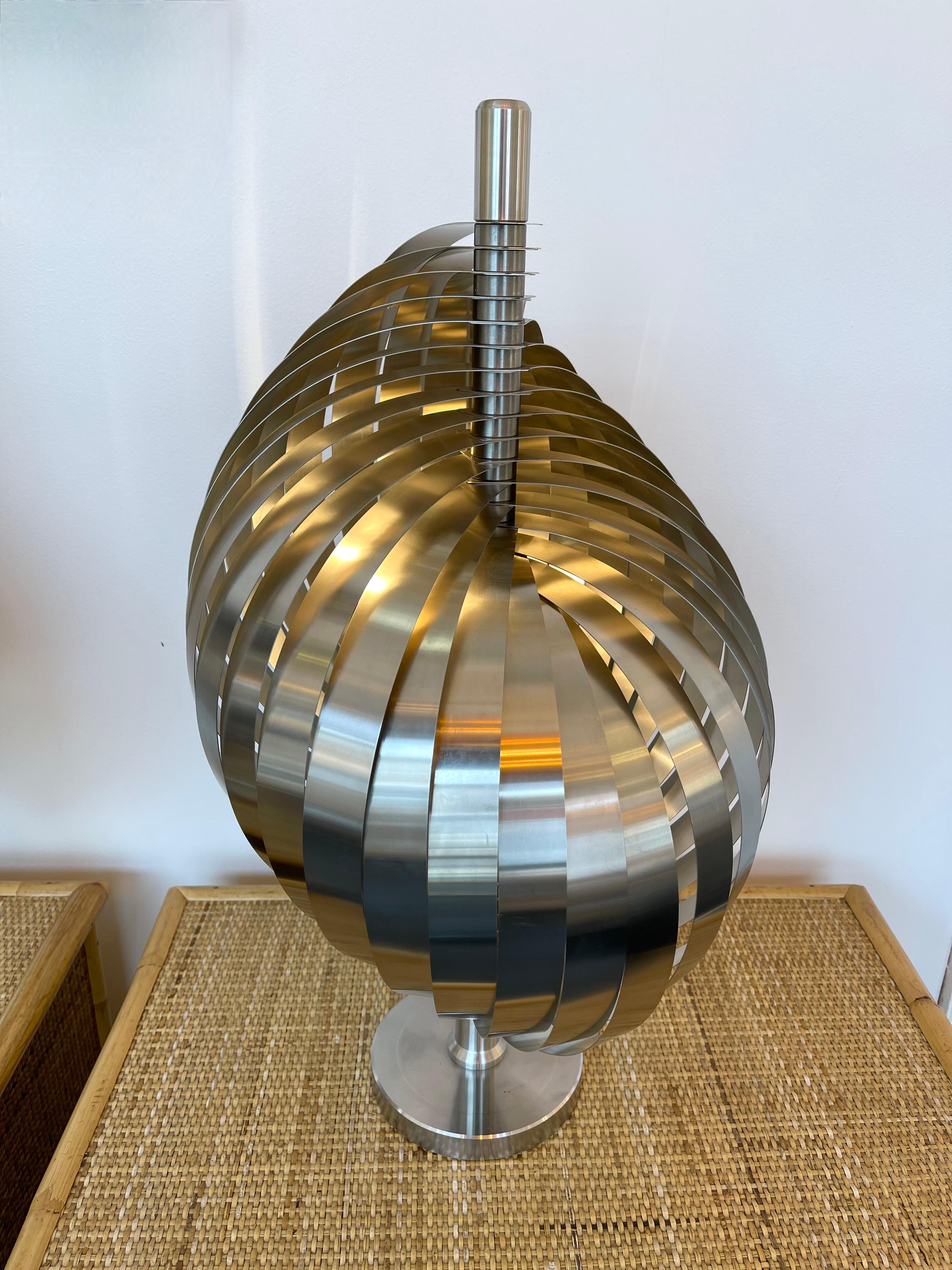 Pair of Metal Spiral Table Lamps by Henri Mathieu, France, 1970s 3