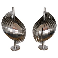 Paire de lampes de bureau en métal en forme de spirale par Henri Mathieu, France, 1970
