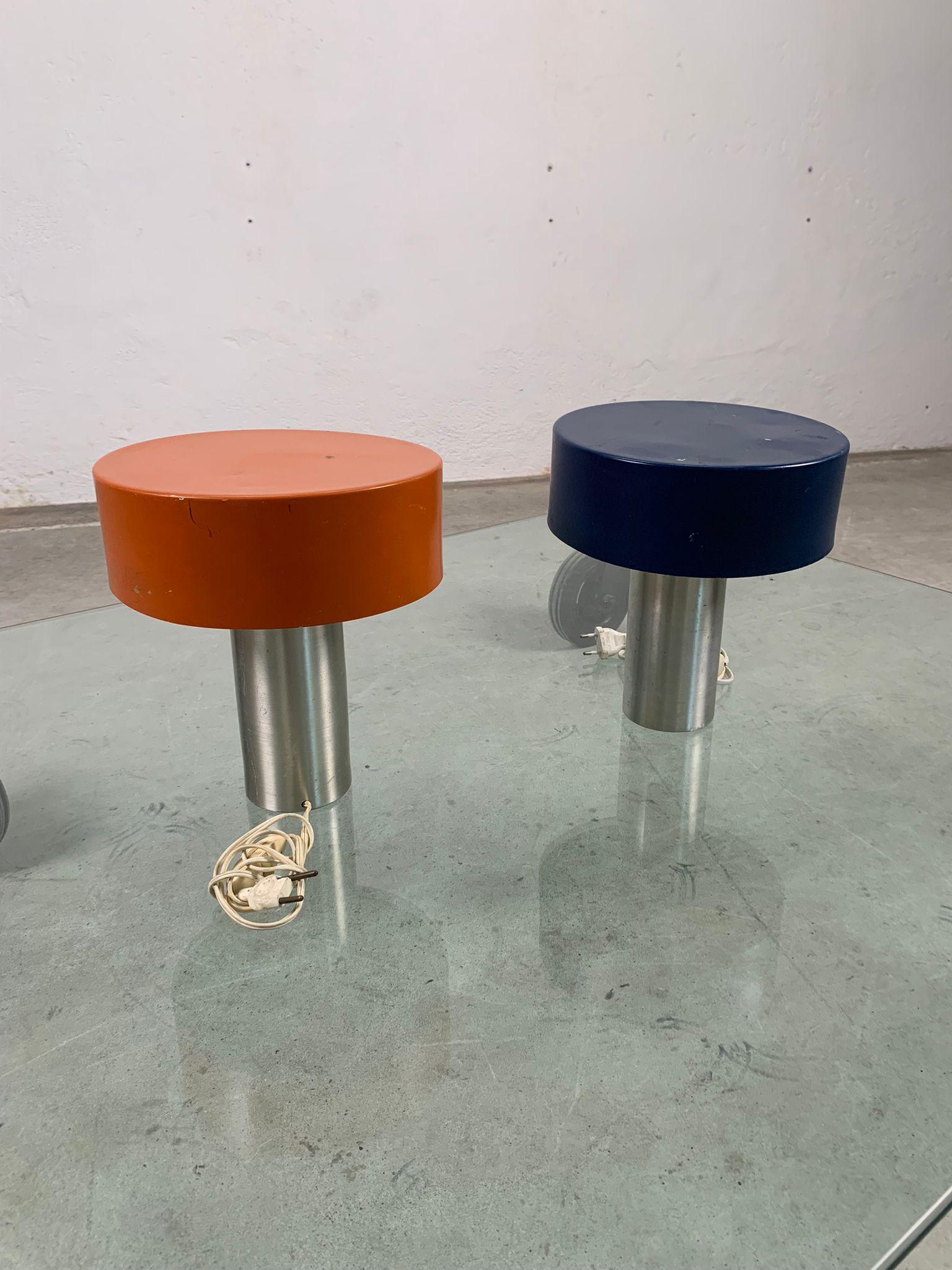 French Paire de lampes de table en métal, 1960, France en vente