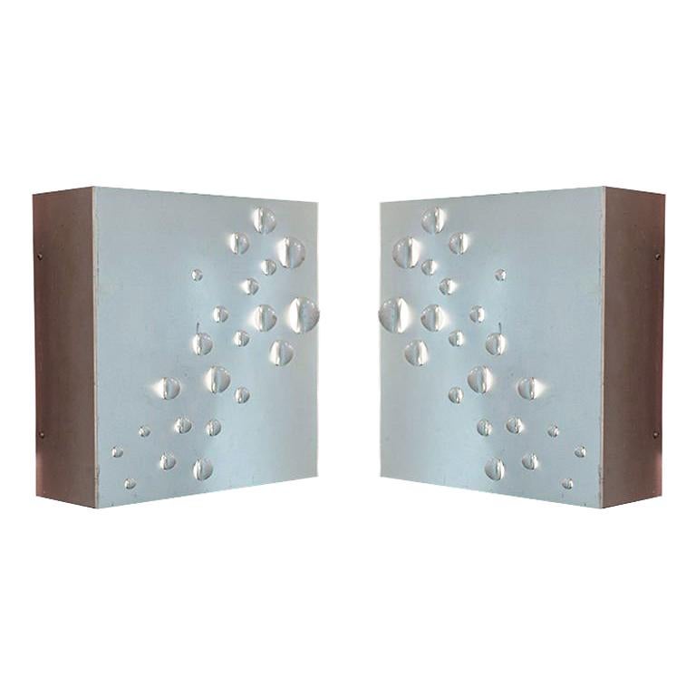 Pair of Metal "Tear Cut" Wall Sconces from Raak Amsterdam, 1960s For Sale