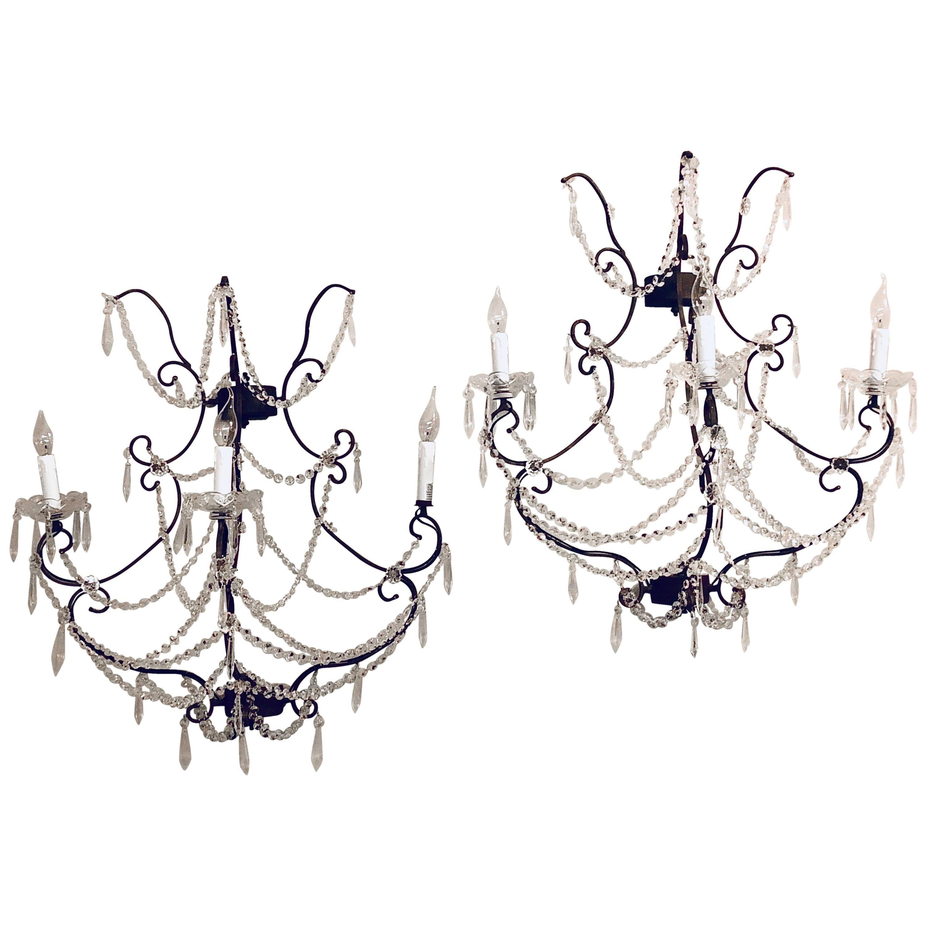 Timothy Oulton, Industrial, Wall Sconces, Steel, Crystal, 1990s For Sale