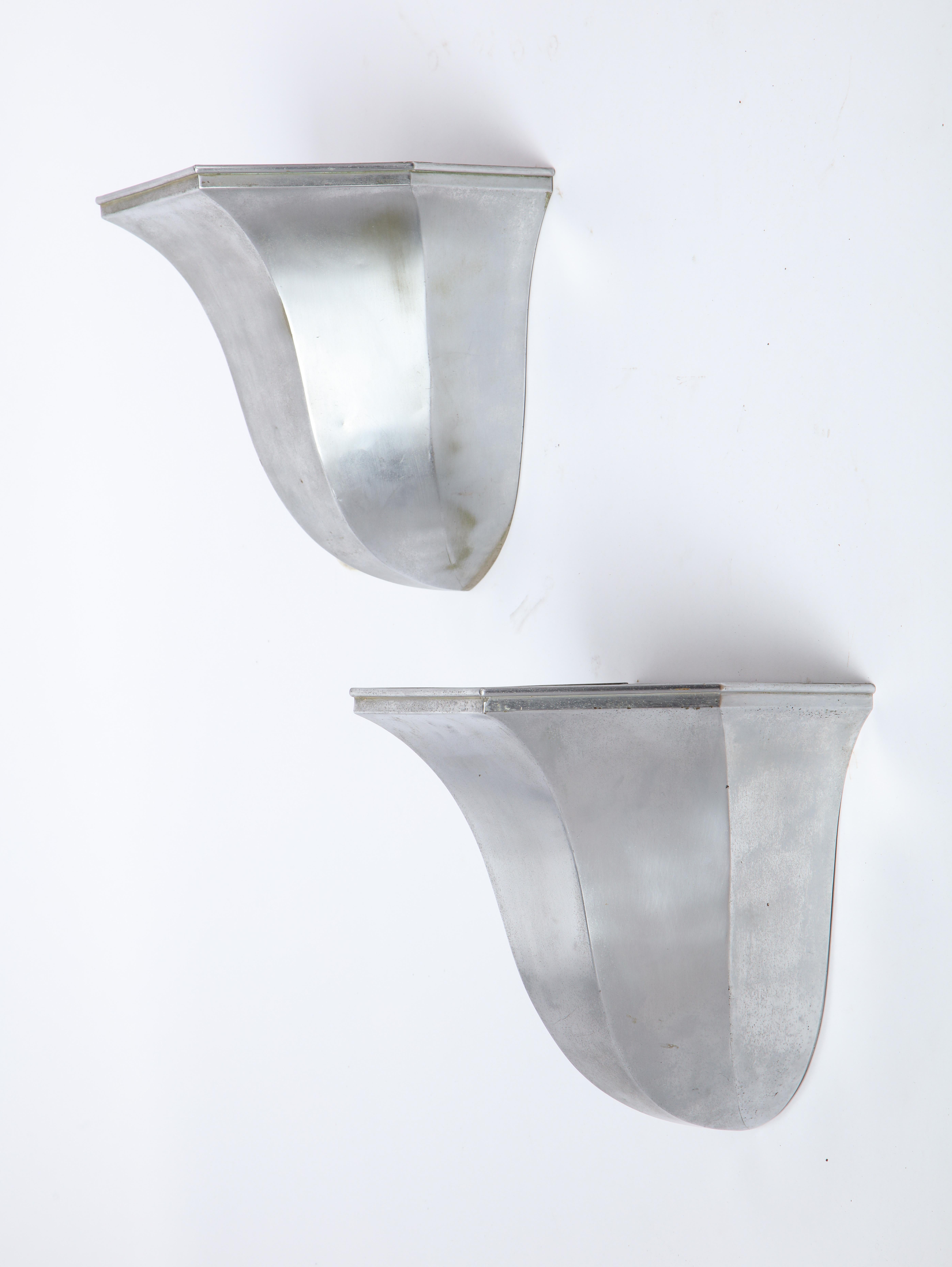 French Pair of Metal Tulip-Form Wall Sconces, Modern
