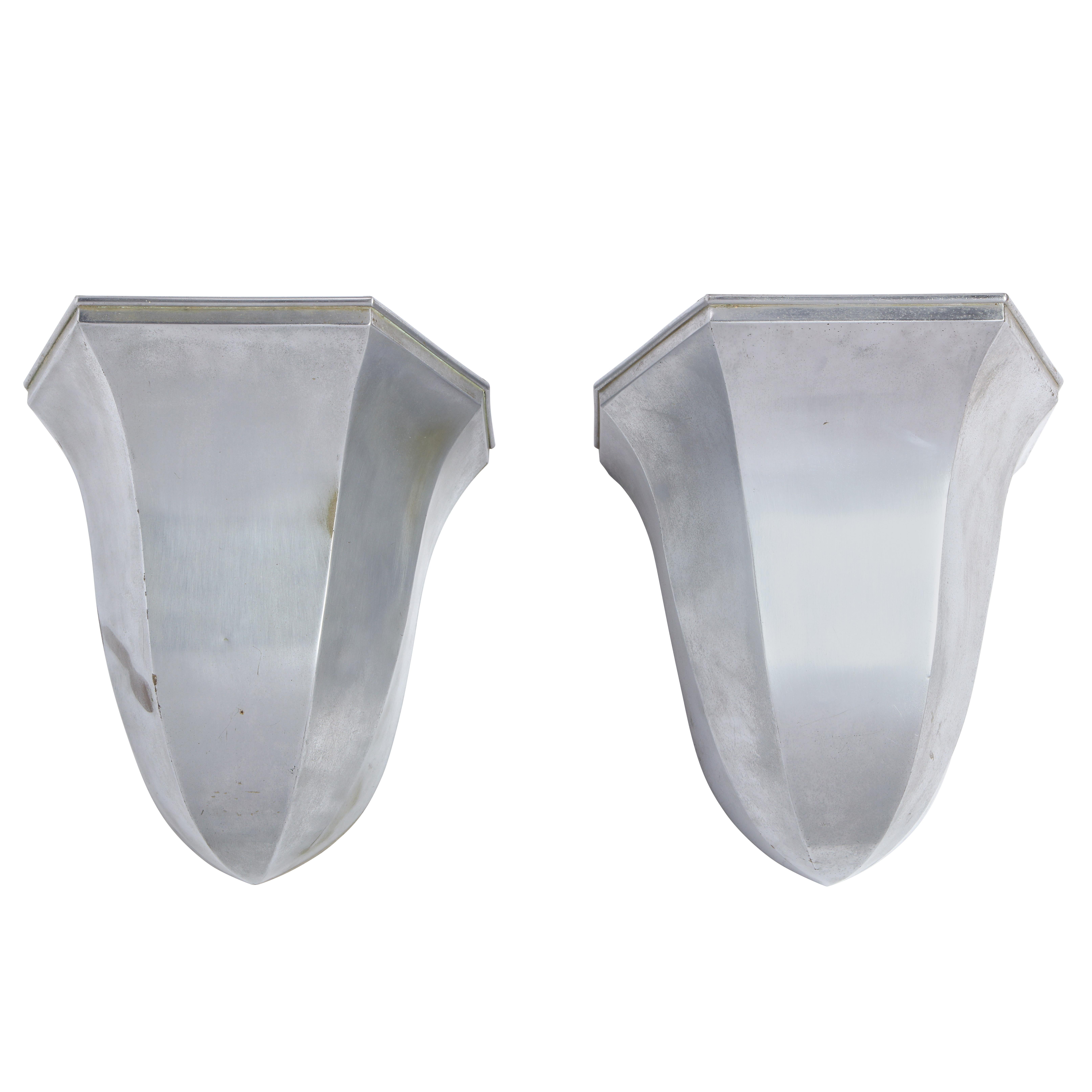 Pair of Metal Tulip-Form Wall Uplights, Modern For Sale