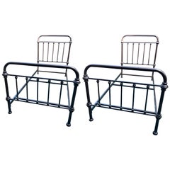 Vintage Pair of Metal Twin Sized Bed Frames in Pipe Form