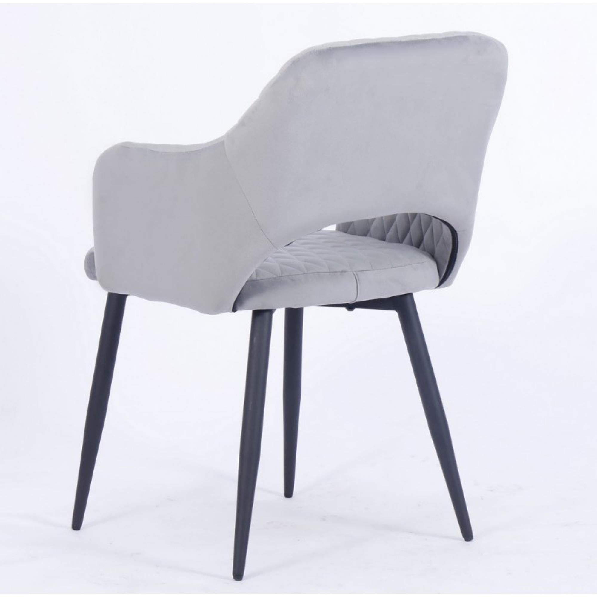 Modern Pair of Metal Velvet Upholstered Metal Armchair New For Sale