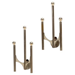 Pair of Metal Wall Sconces by Gaetano Sciolari, 1970s