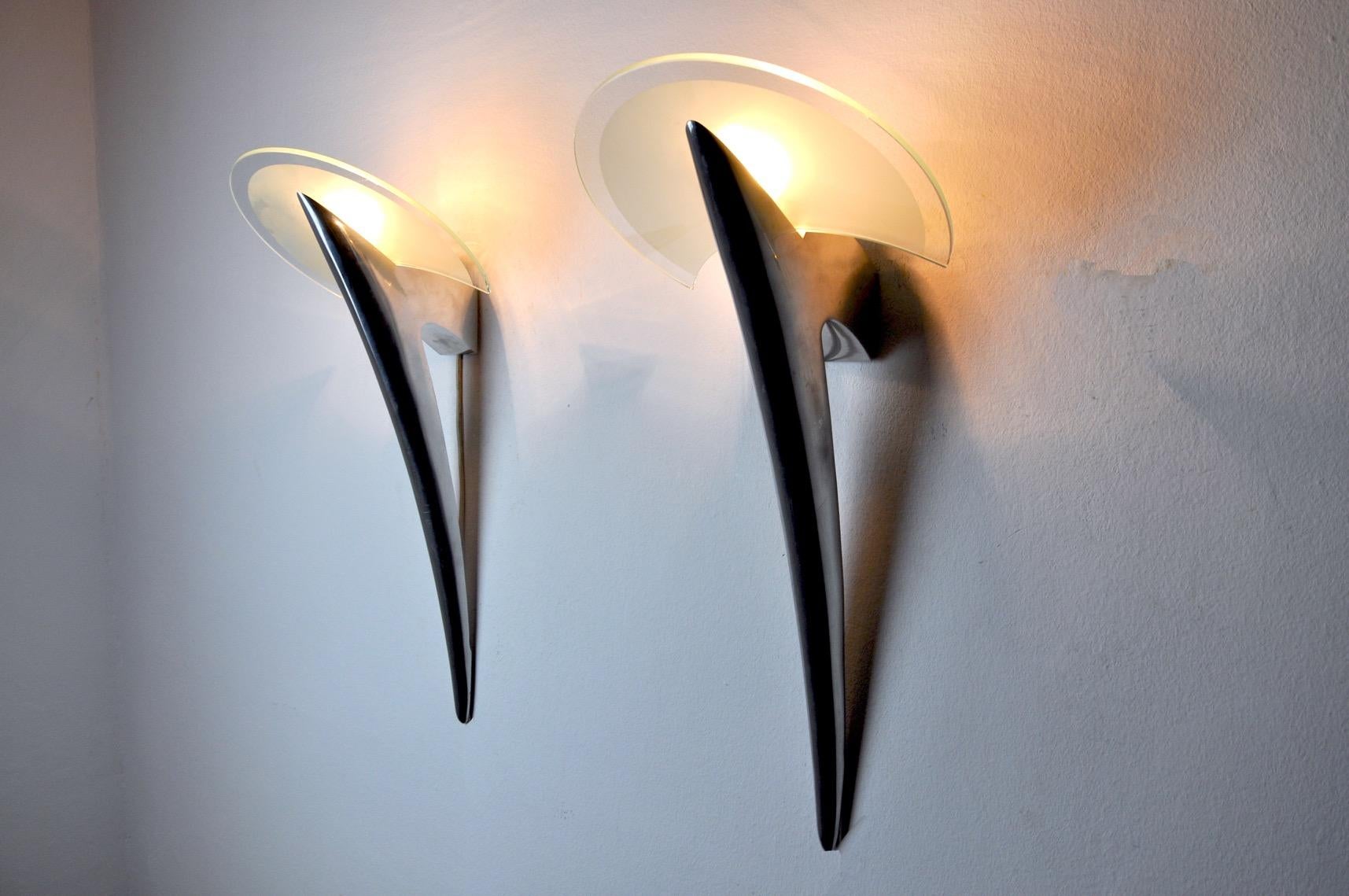 Late 20th Century Pair of Metalarte Wall Lights 1970 Spain For Sale
