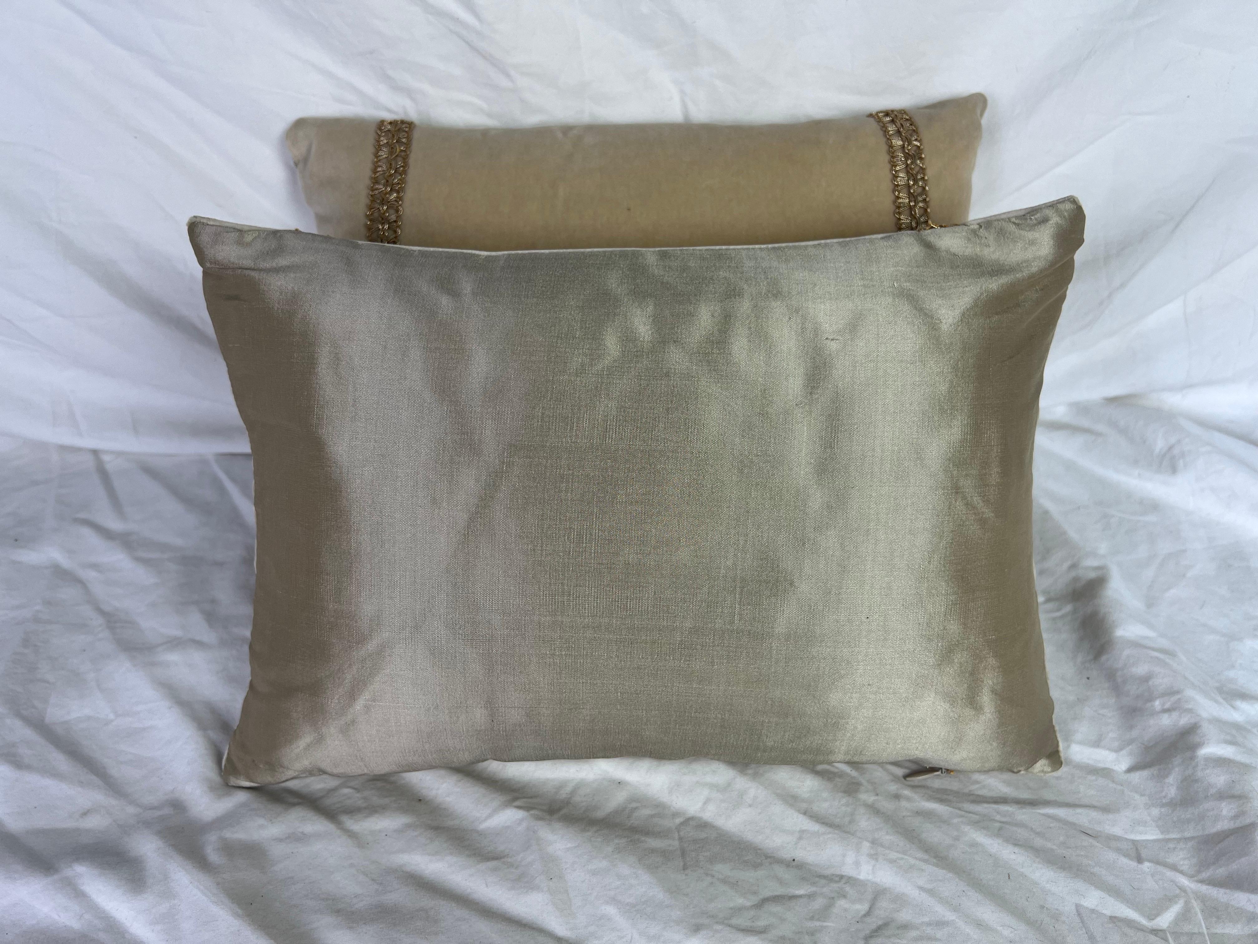 Contemporary Pair of Metallic Applique Silk Velvet Pillows by MLA