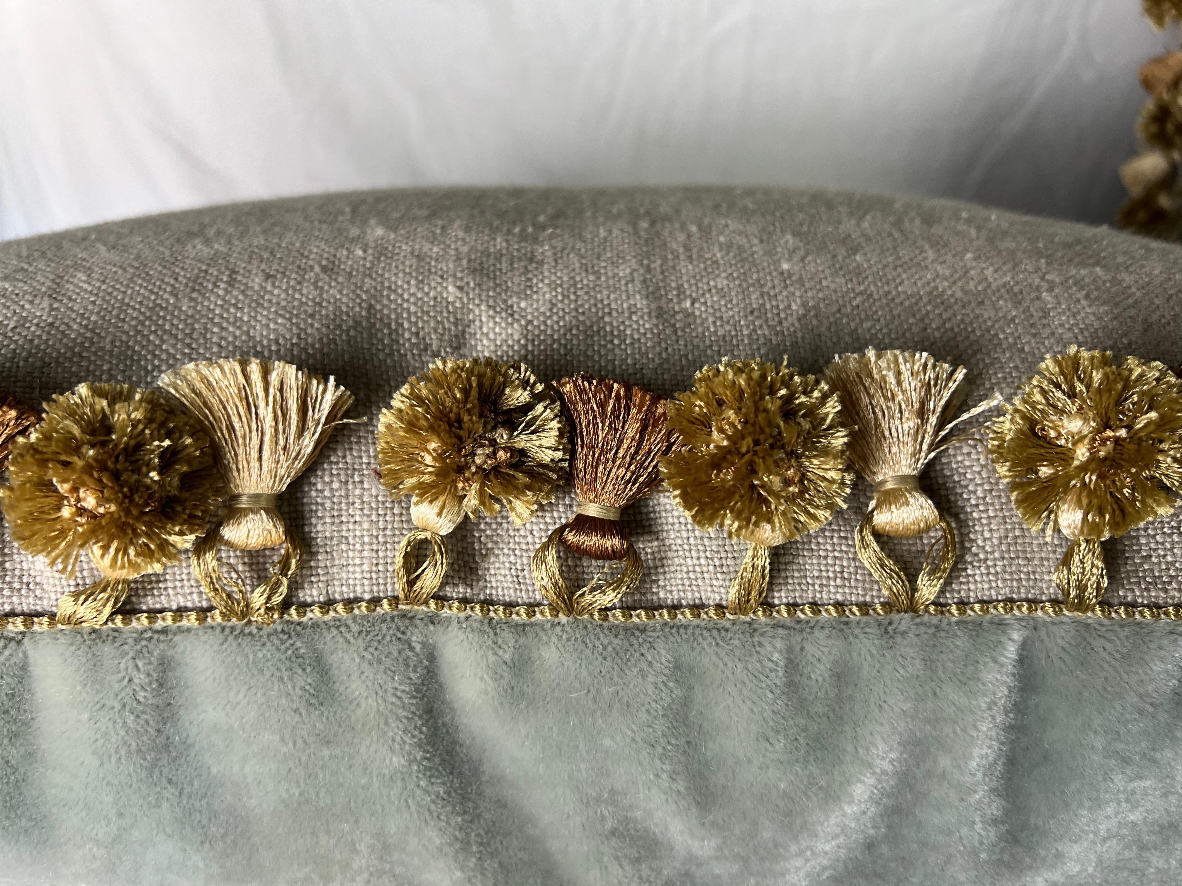 Pair of Metallic & Chenille Embroidered Mohair Pillows by Melissa Levinson For Sale 1