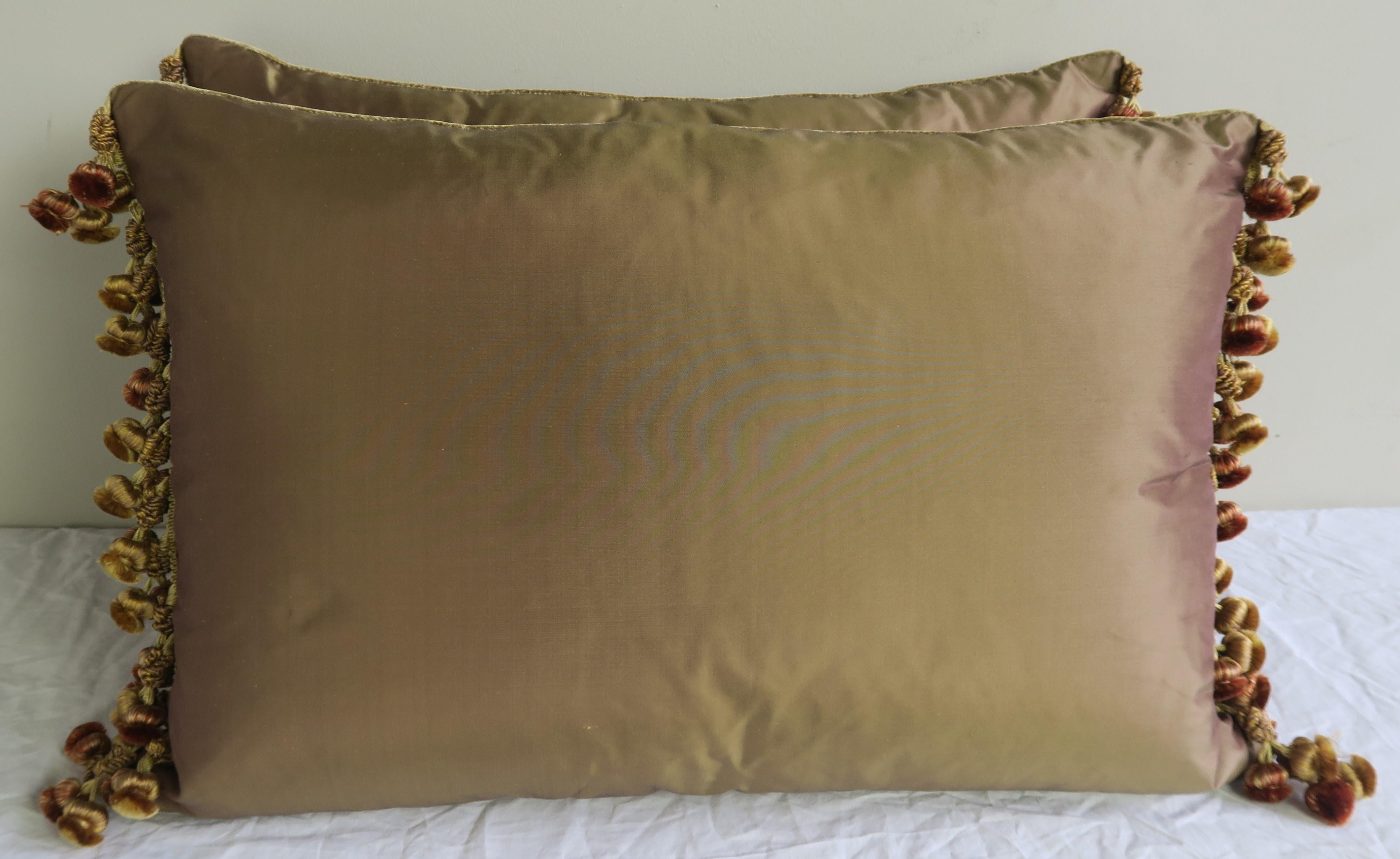 Pair of Metallic & Chenille Embroidered Silk Velvet Pillows by Melissa Levinson 1