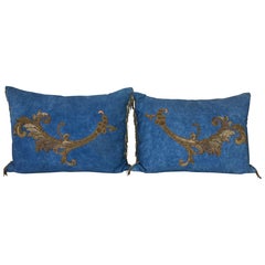 Pair of Metallic Embroidered Linen Pillows by MLA