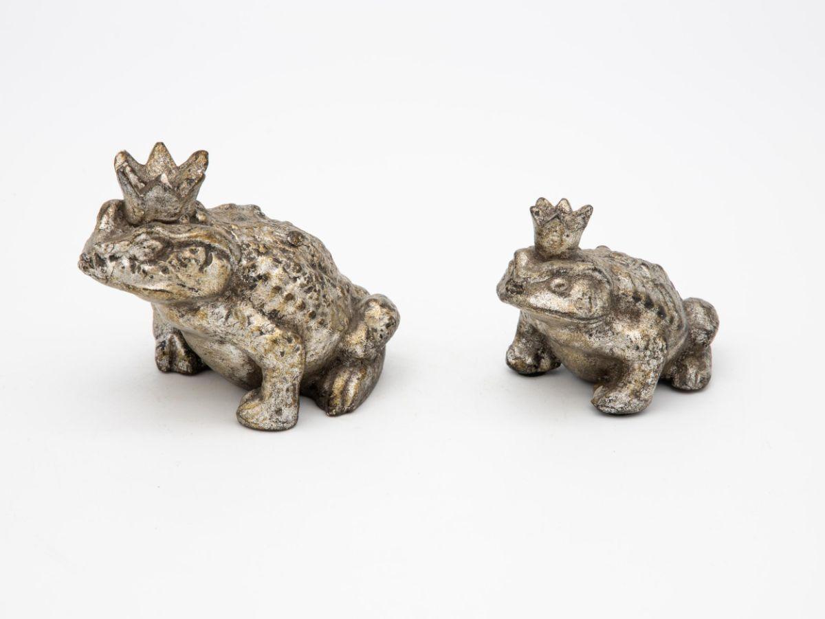 Paire de princes grenouilles en métal métallisé Bon état - En vente à South Salem, NY