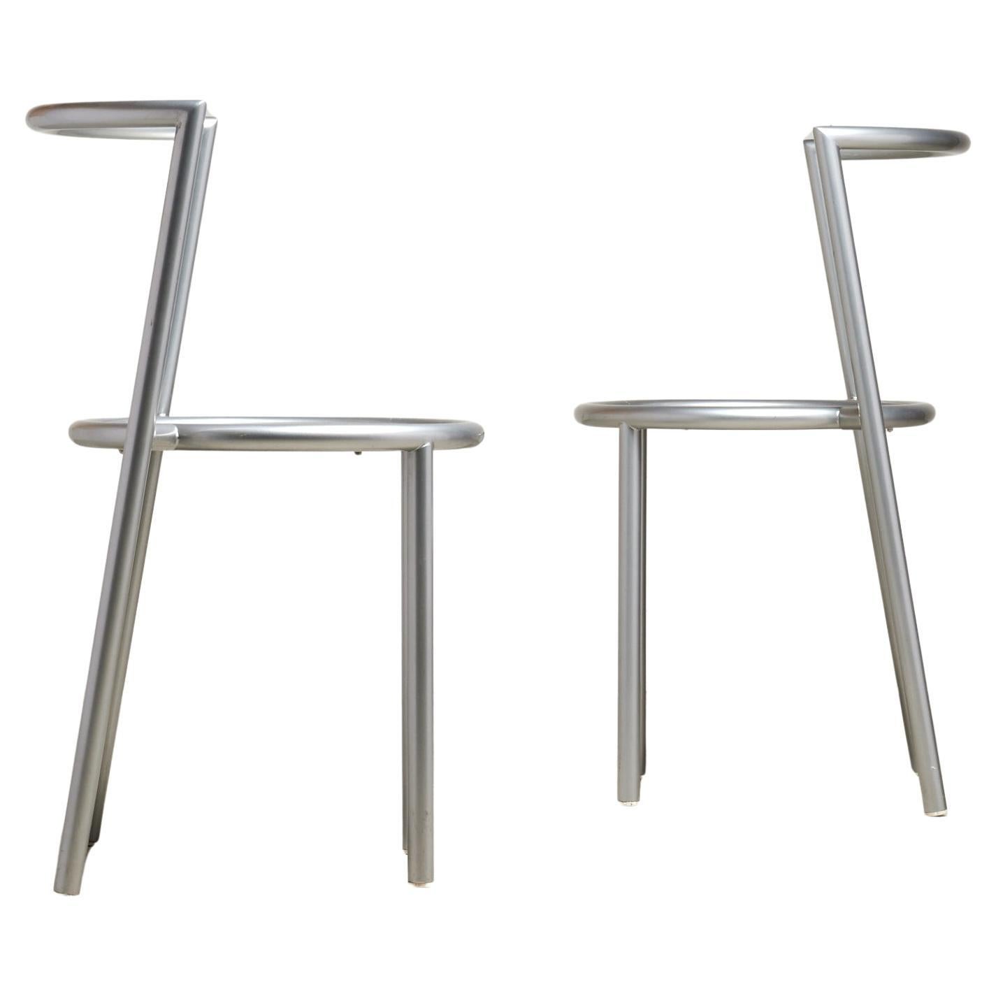 Pair of Metallo chairs by Sergio Calatroni, Metals Group, Italy, 1995 For Sale