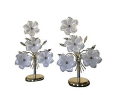 Pair of Methacrylate Flower Lamps, 1970